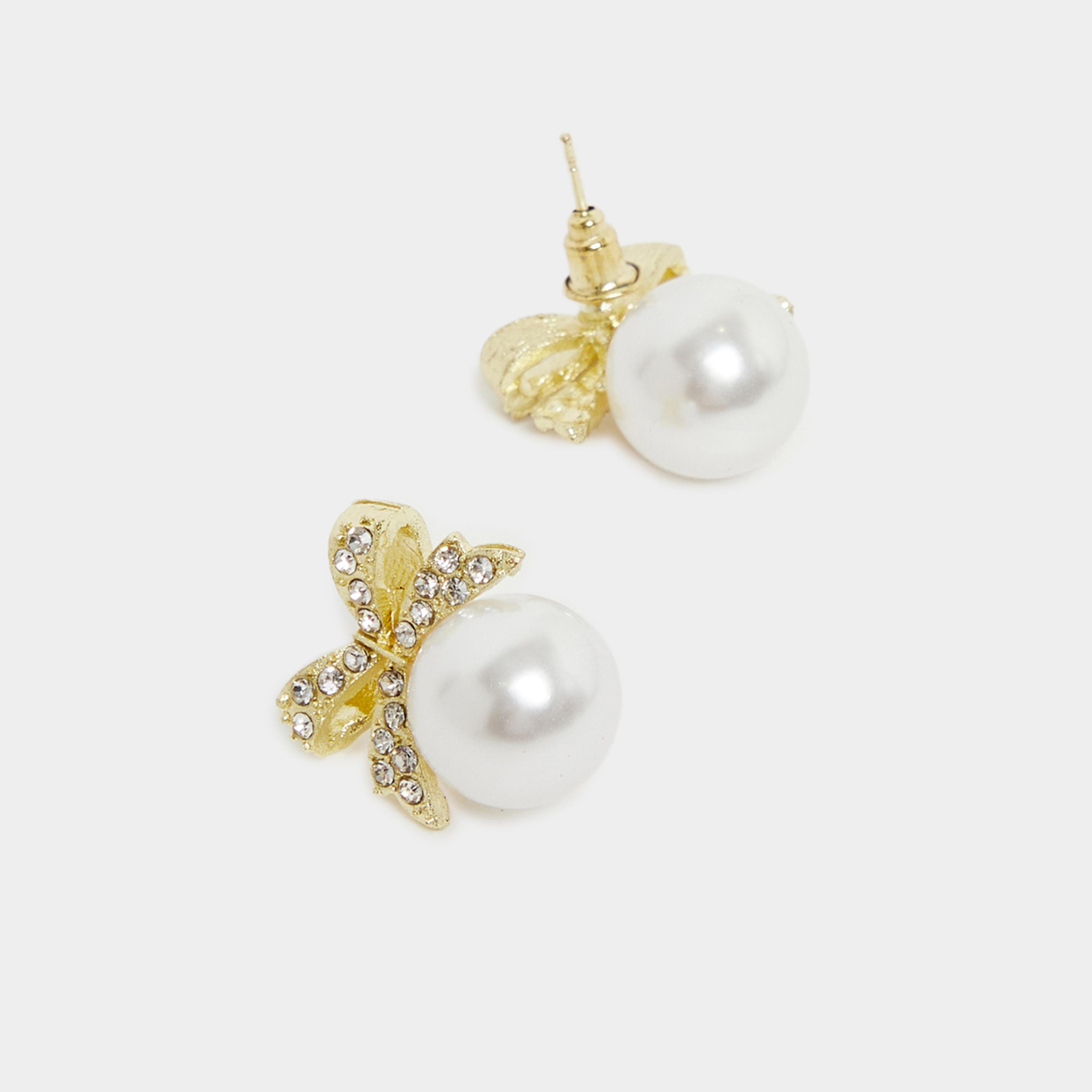Styli Faux Pearl Ribbon Earrings-women-watchesandjewellery-jewellery-earrings-image-3