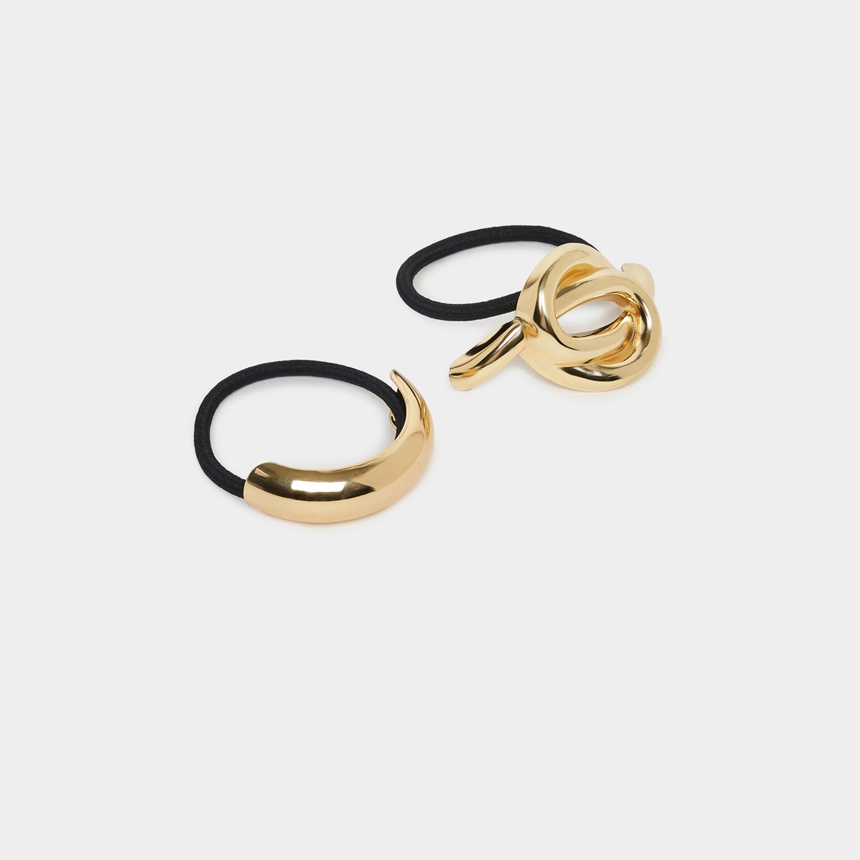 Styli Set of 2 - Metal Accent Elasticated Hair Tie-women-hairaccessories-bands-image-1