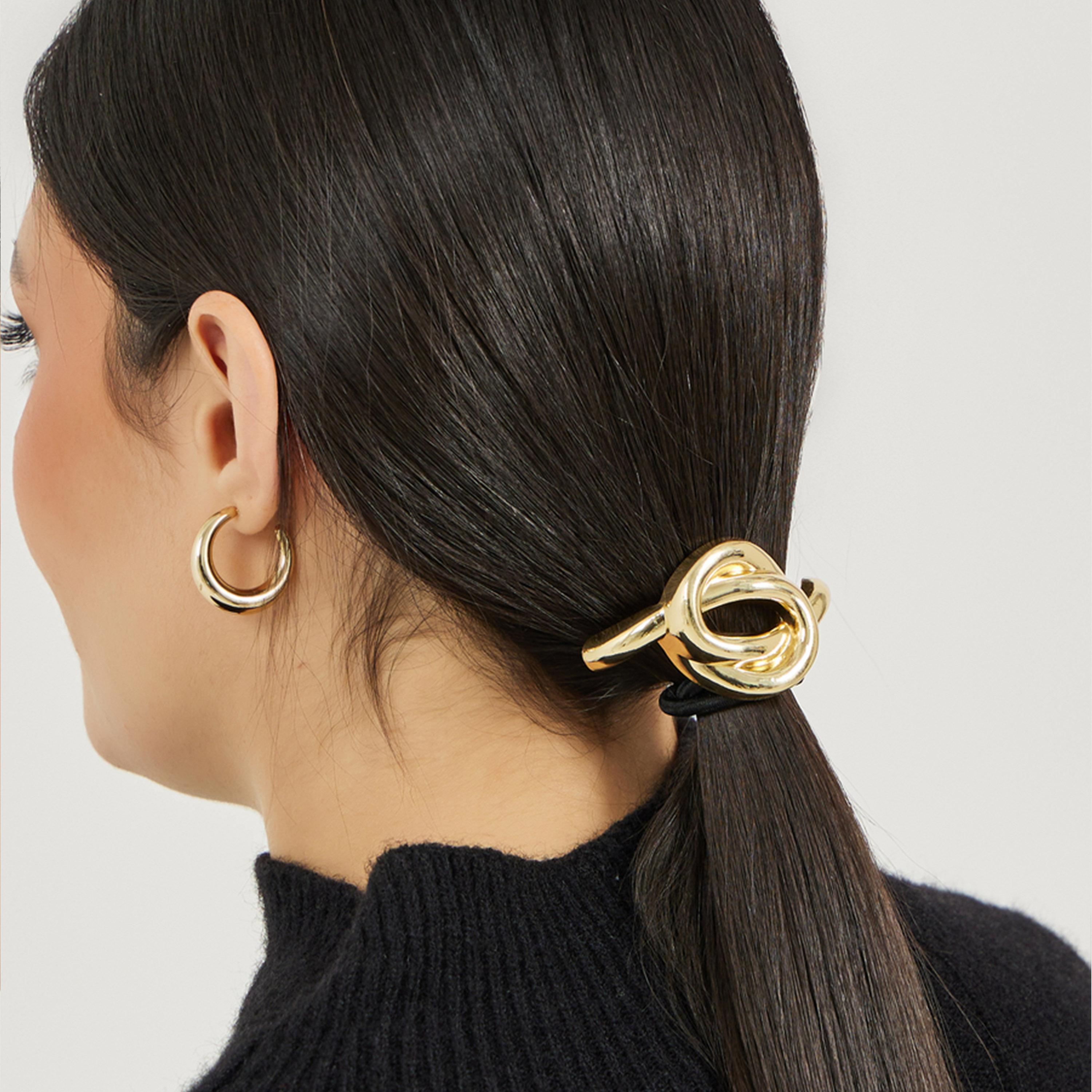 Styli Set of 2 - Metal Accent Elasticated Hair Tie-women-hairaccessories-bands-image-2