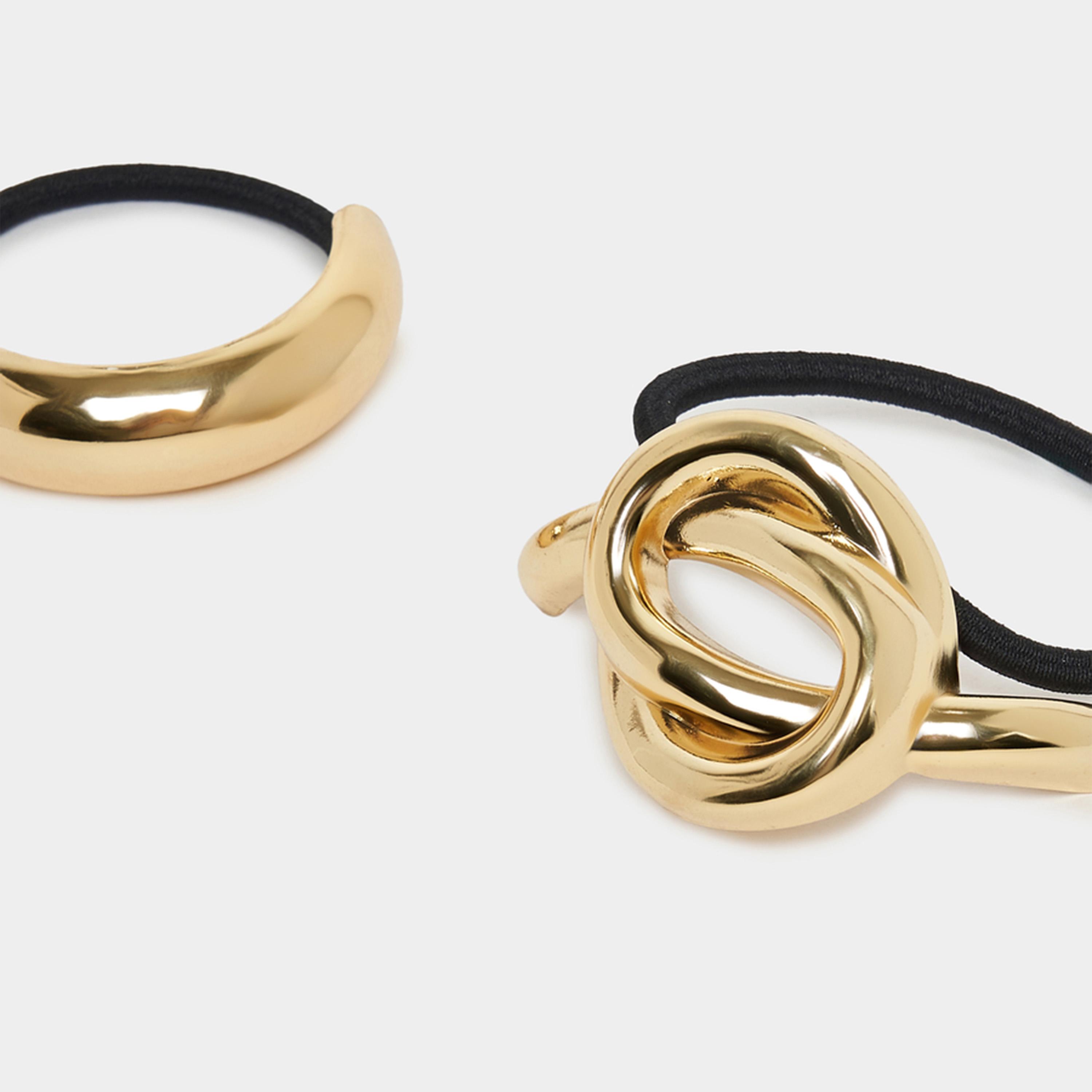 Styli Set of 2 - Metal Accent Elasticated Hair Tie-women-hairaccessories-bands-image-3