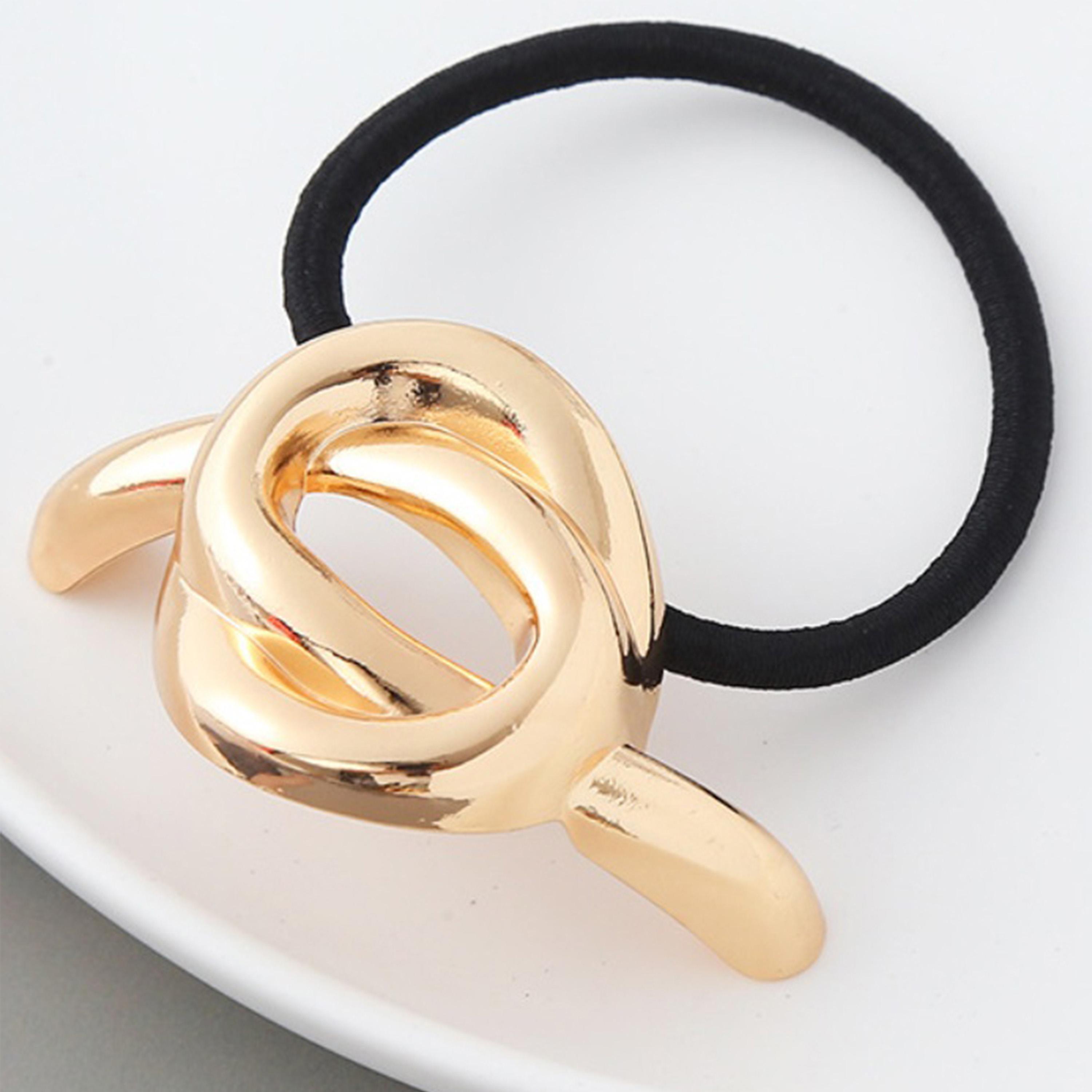 Styli Set of 2 - Metal Accent Elasticated Hair Tie-women-hairaccessories-bands-image-4