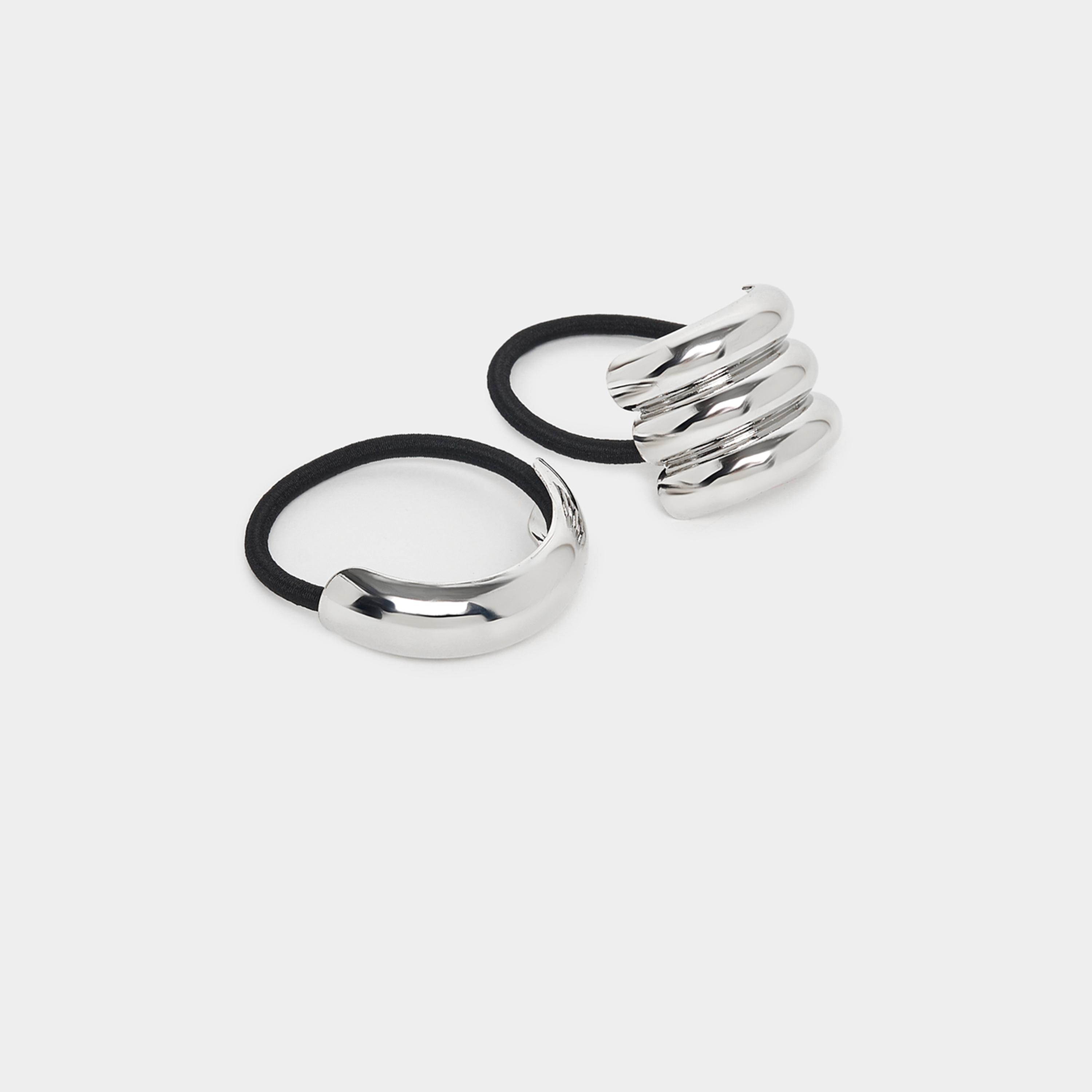 Styli Set of 2 - Metal Accent Elasticated Hair Tie-women-hairaccessories-bands-image-1
