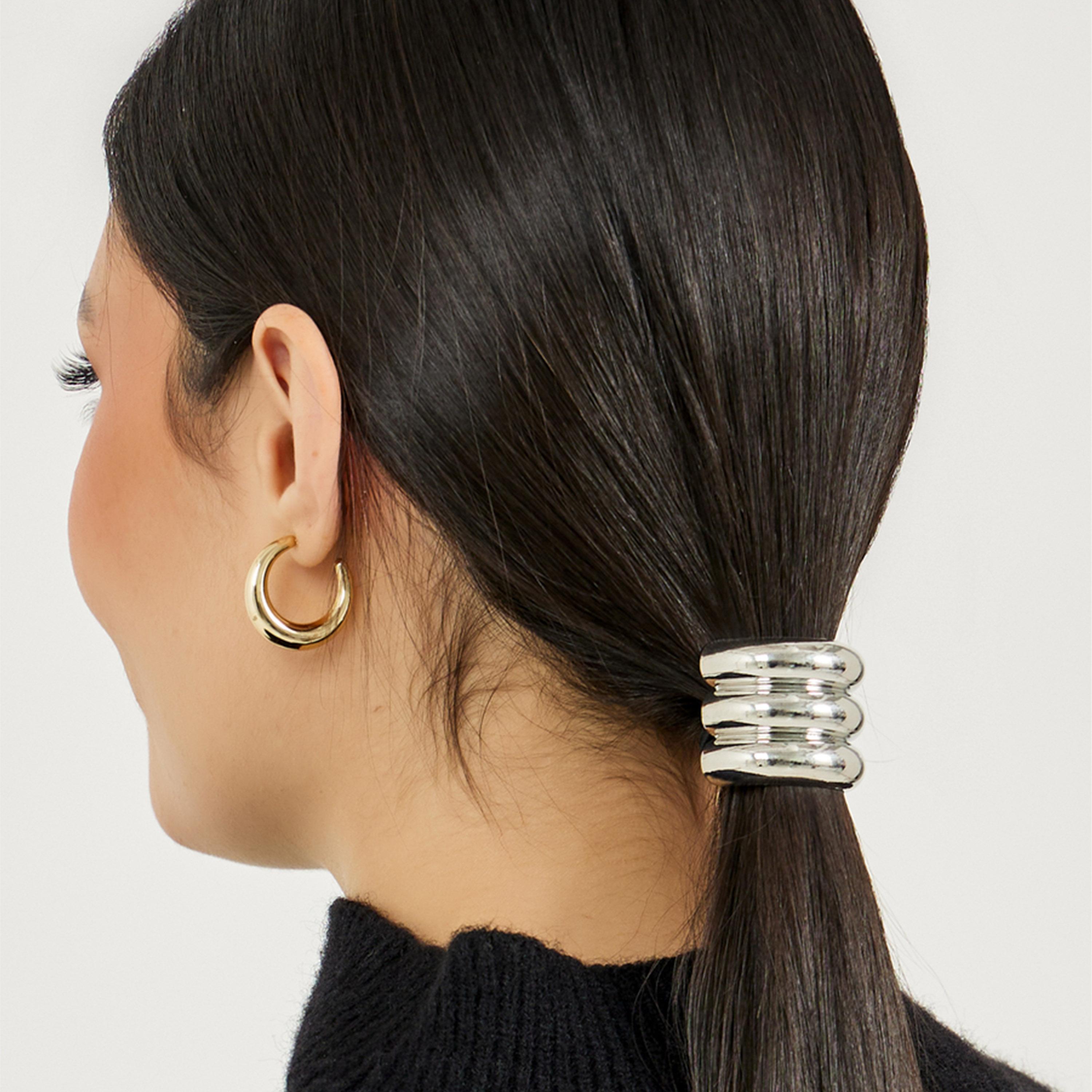 ستايلي - مجموعة من قطعتين - ربطة شعر مطاطية بلمسة معدنية-women-hairaccessories-bands-image-2
