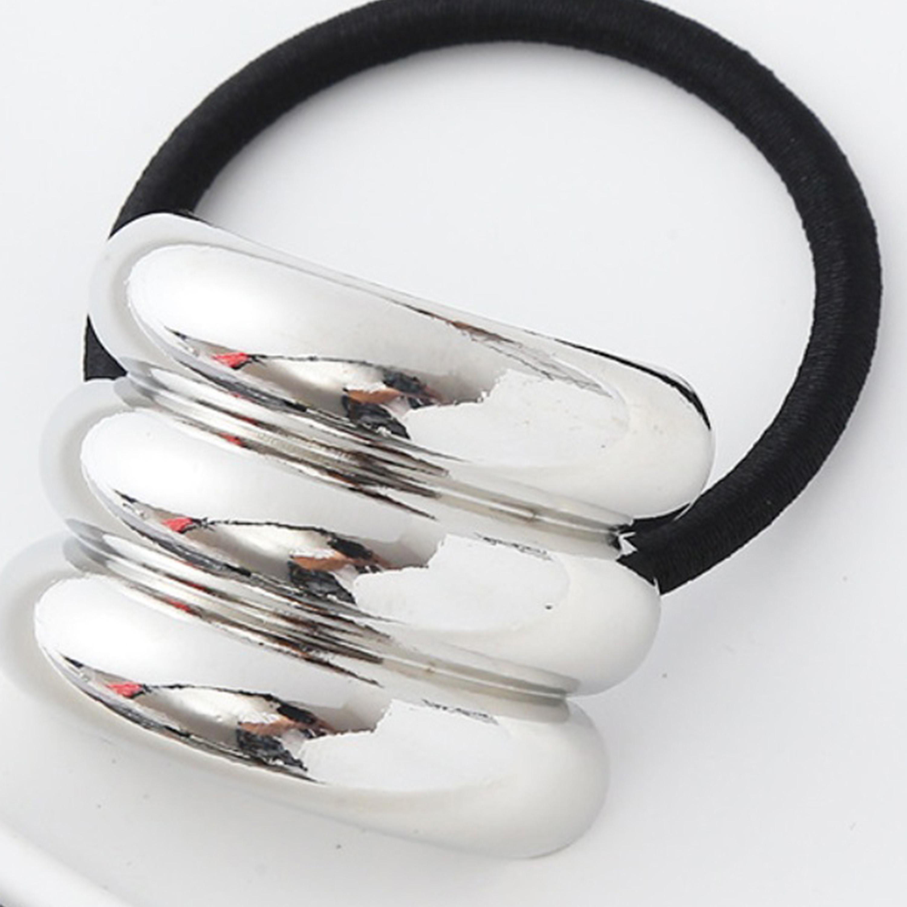 ستايلي - مجموعة من قطعتين - ربطة شعر مطاطية بلمسة معدنية-women-hairaccessories-bands-image-4
