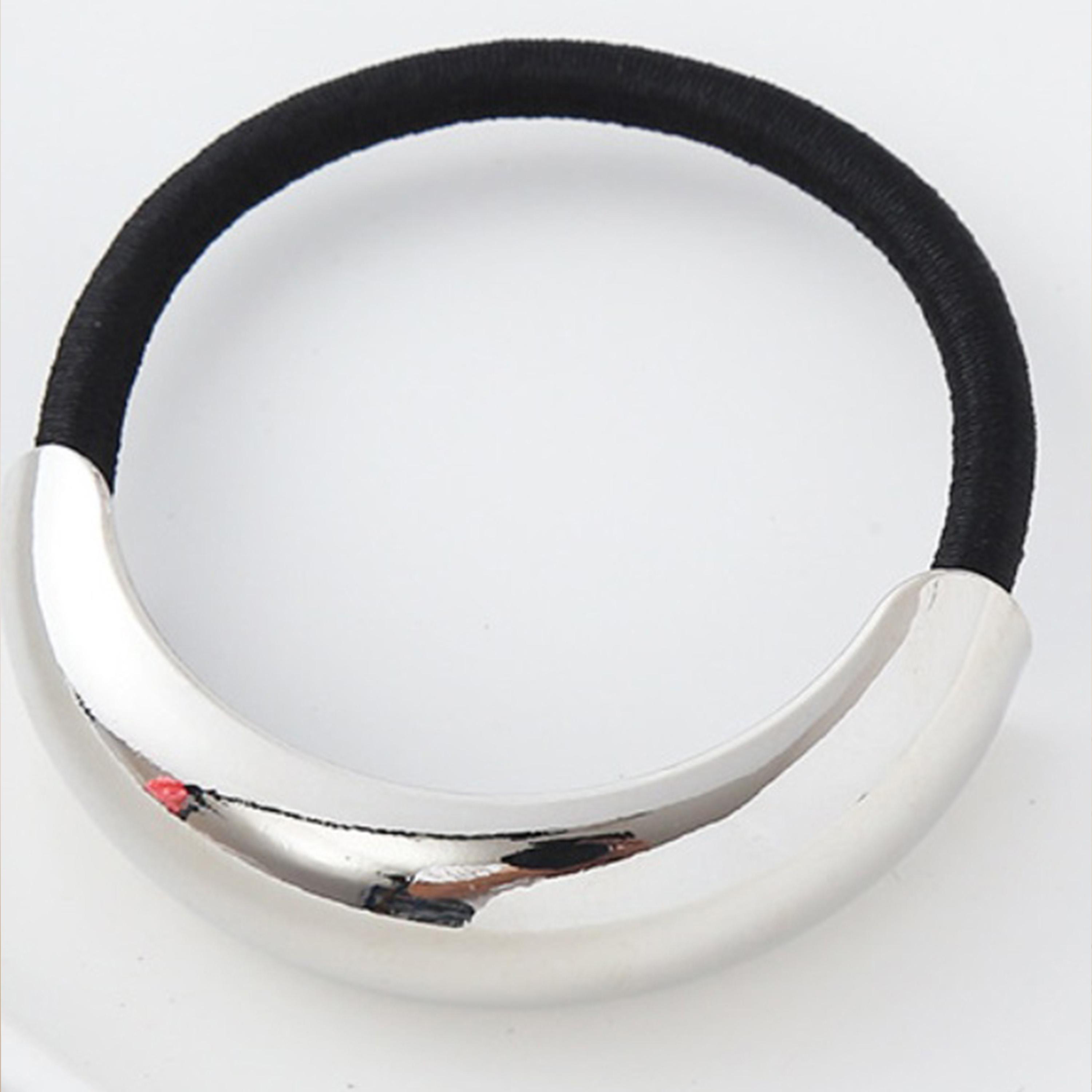 Styli Set of 2 - Metal Accent Elasticated Hair Tie-women-hairaccessories-bands-image-5