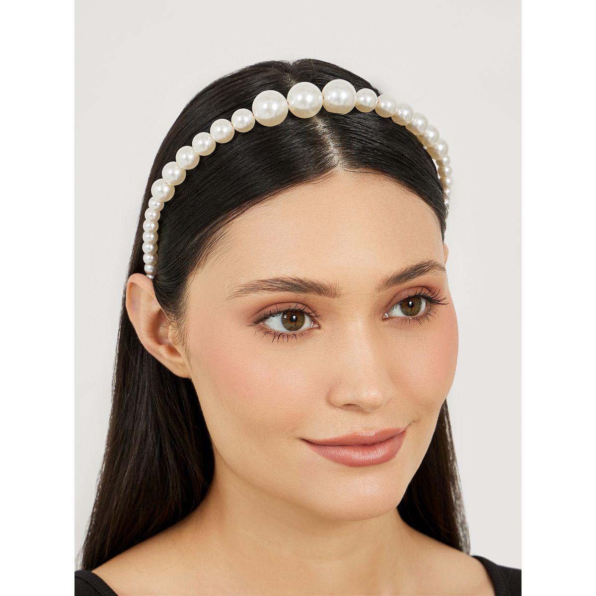 مجموعة من قطعتين - عصابة رأس مزينة باللؤلؤ الصناعي-women-hairaccessories-bands-image-2