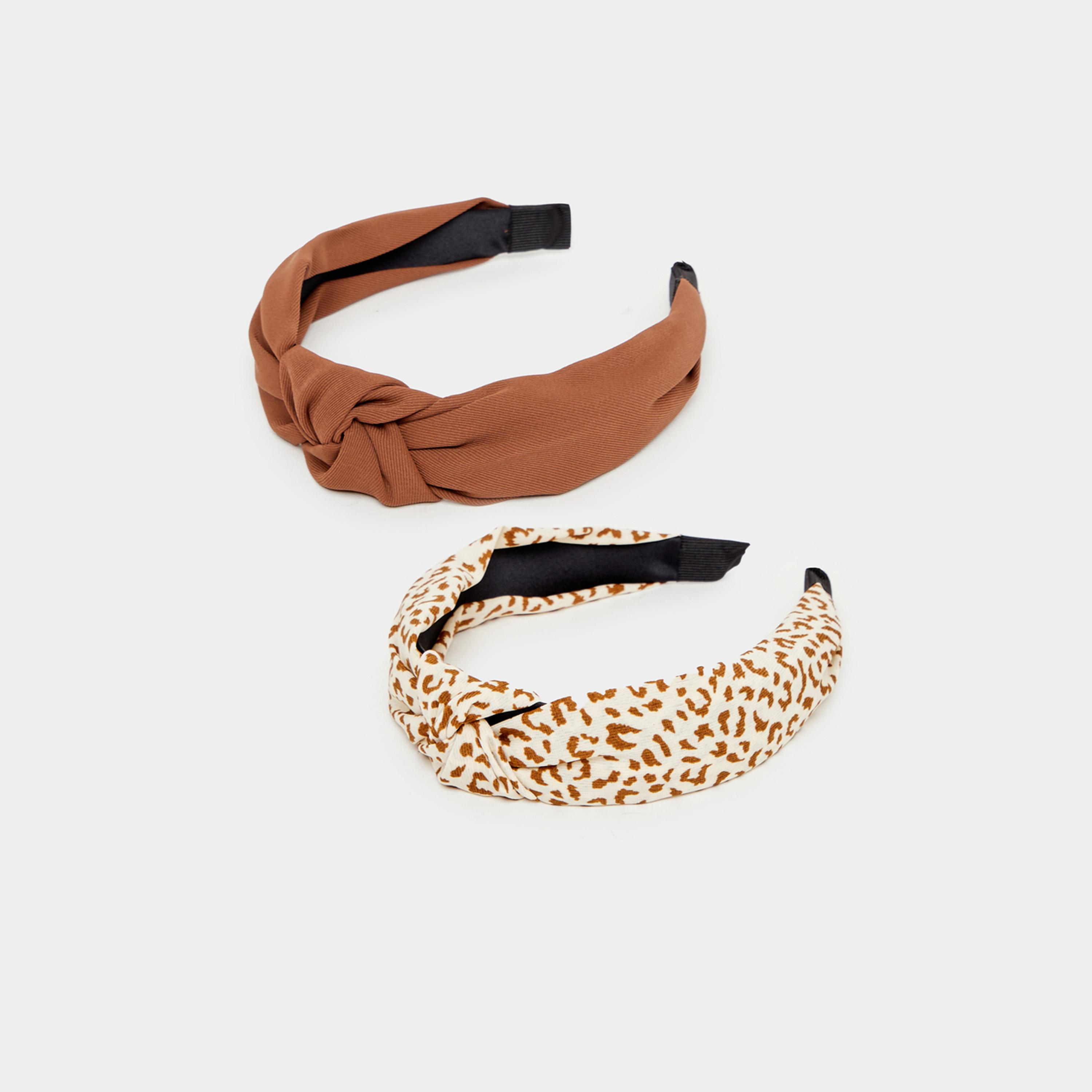 Styli Set of 2 - Textured Knot Detail Headband-women-hairaccessories-bands-image-1