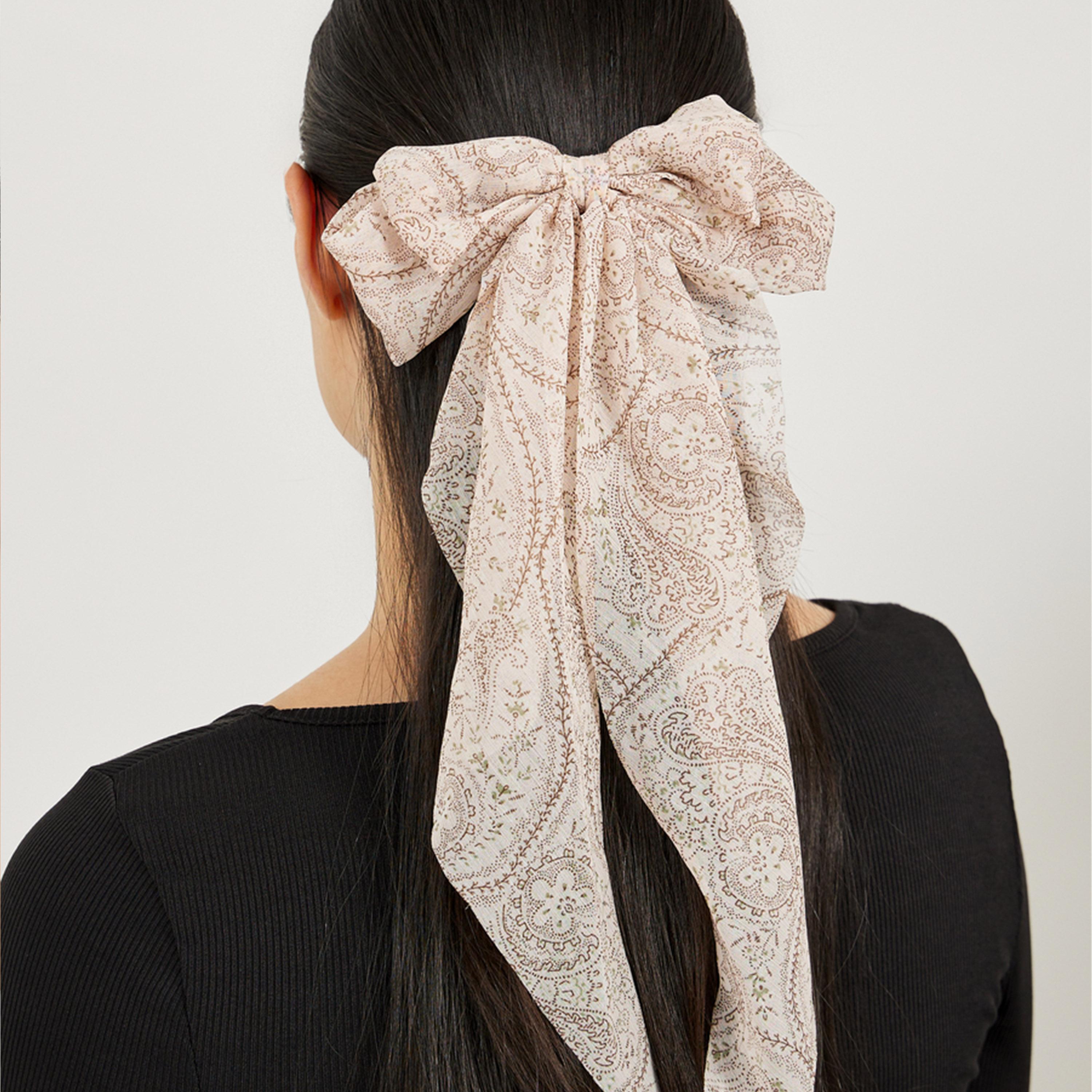 Styli Printed Wide Ribbon Hair Clip-women-hairaccessories-clips-image-3