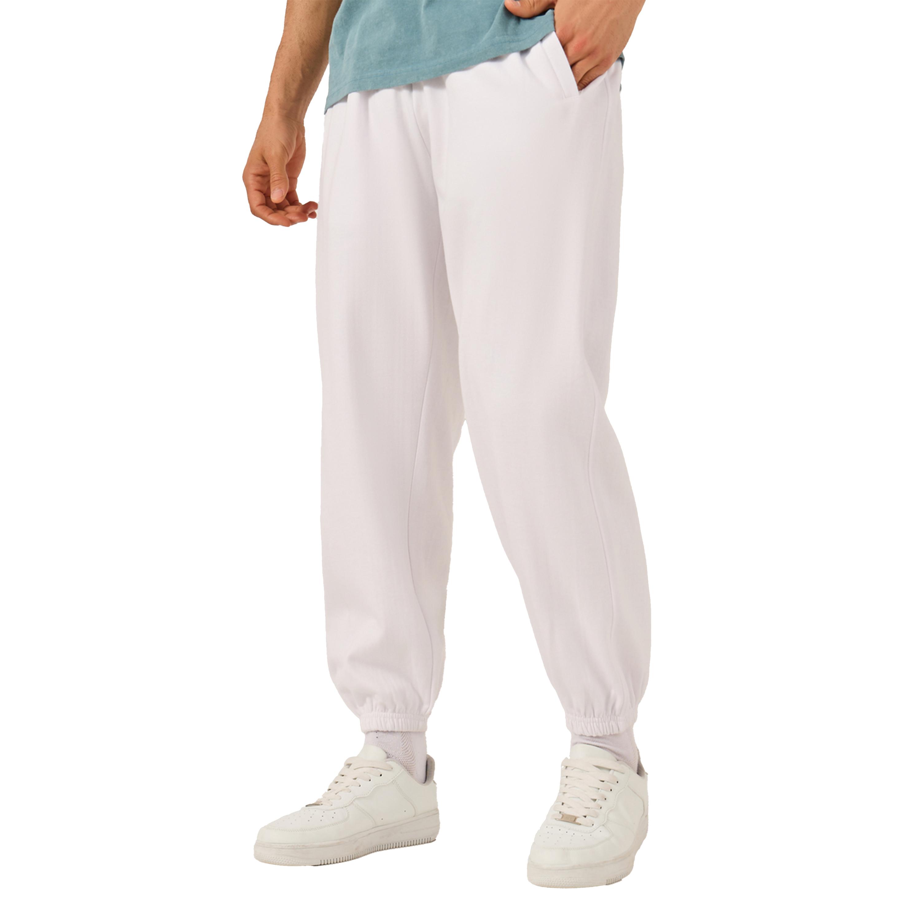 ستايلي - بنطال رياضي أبيض شبكي سادة للرجال-men-clothing-bottoms-joggers-image-1