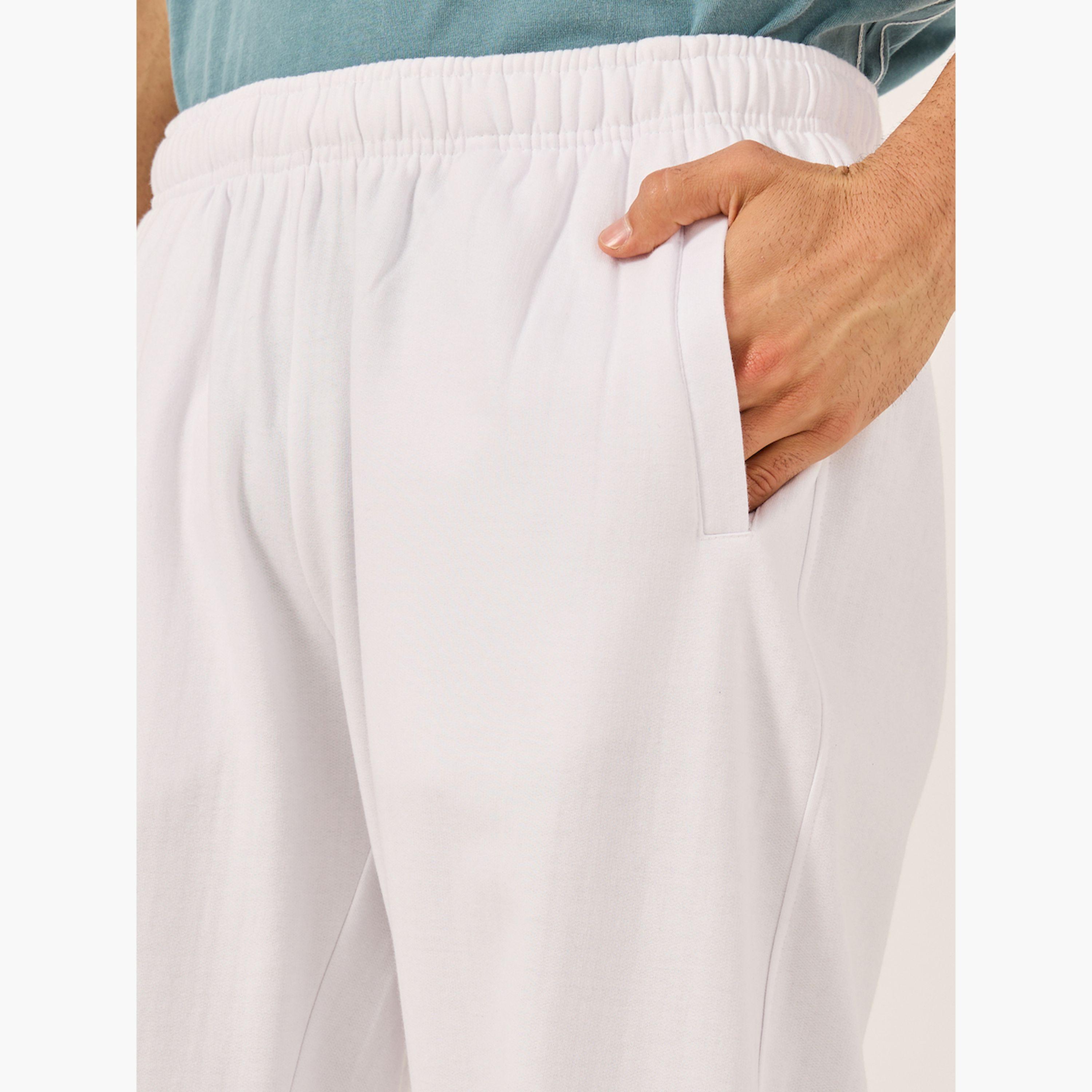 ستايلي - بنطال رياضي أبيض شبكي سادة للرجال-men-clothing-bottoms-joggers-image-4