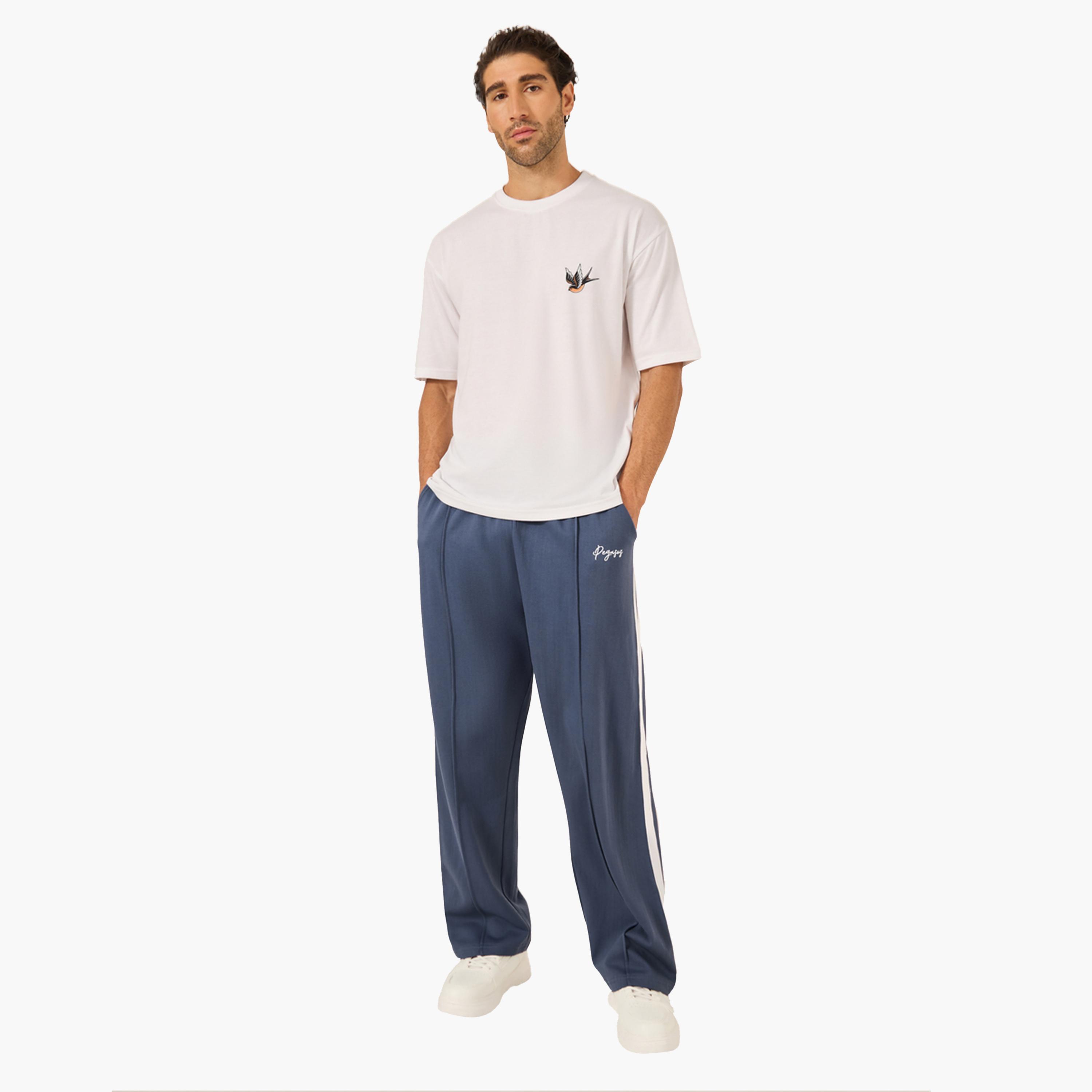 ستايلي - بنطال رياضي صوف كبير الحجم مع خطوط جانبية وتفاصيل مطبوعة-men-clothing-bottoms-joggers-image-2