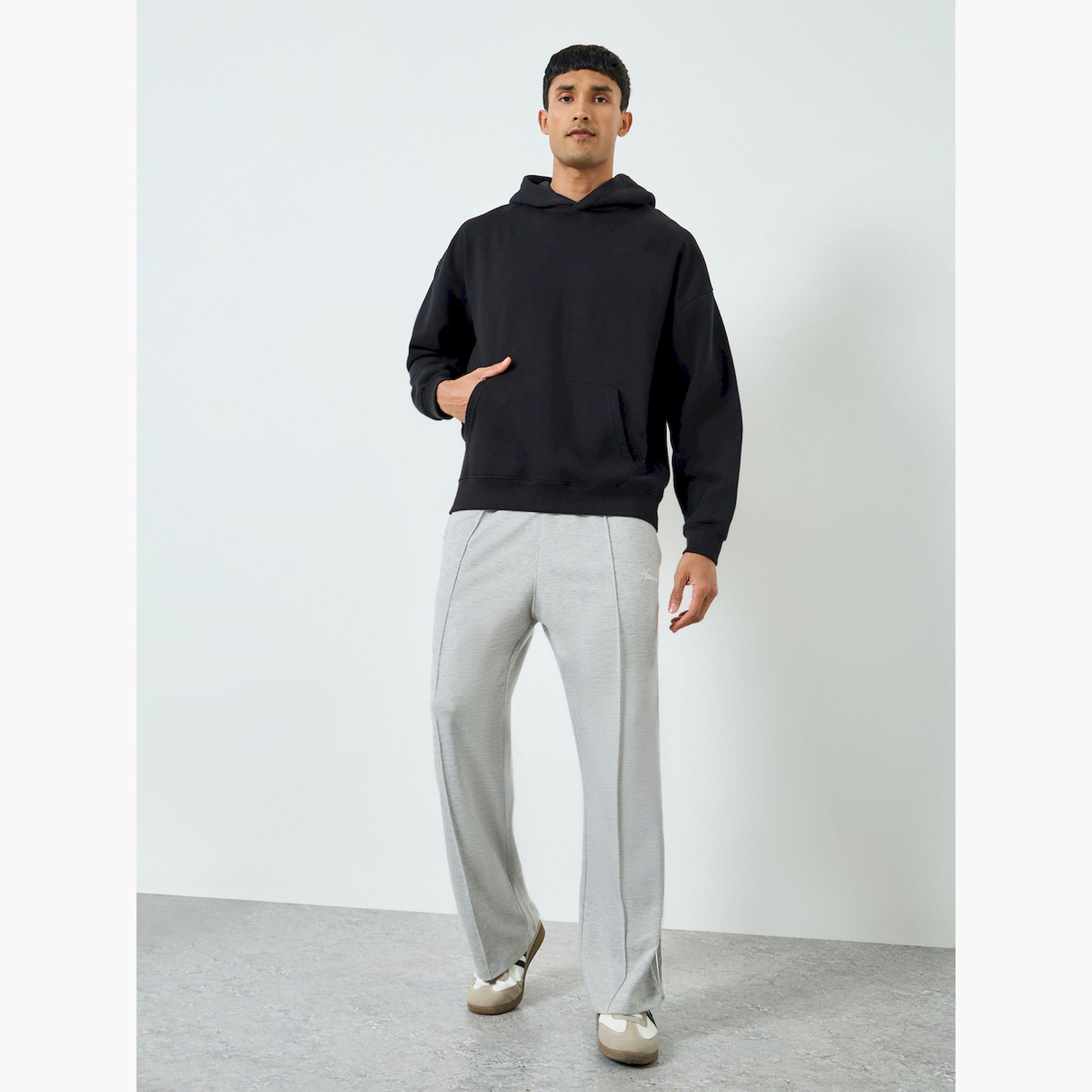 Styli Men Grey Wide Leg Joggers with Side Stripe-men-clothing-bottoms-joggers-image-2