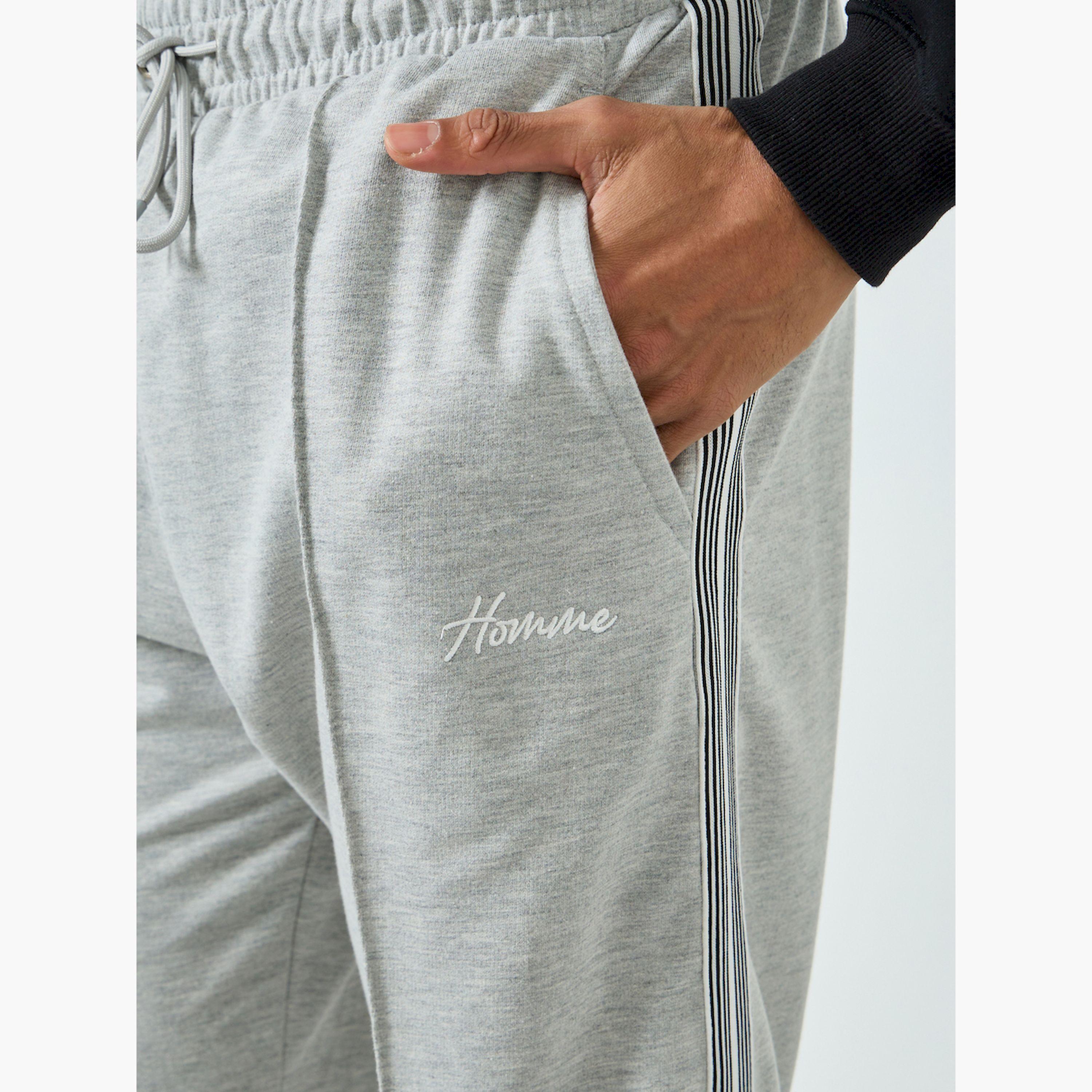 Styli Men Grey Wide Leg Joggers with Side Stripe-men-clothing-bottoms-joggers-image-3