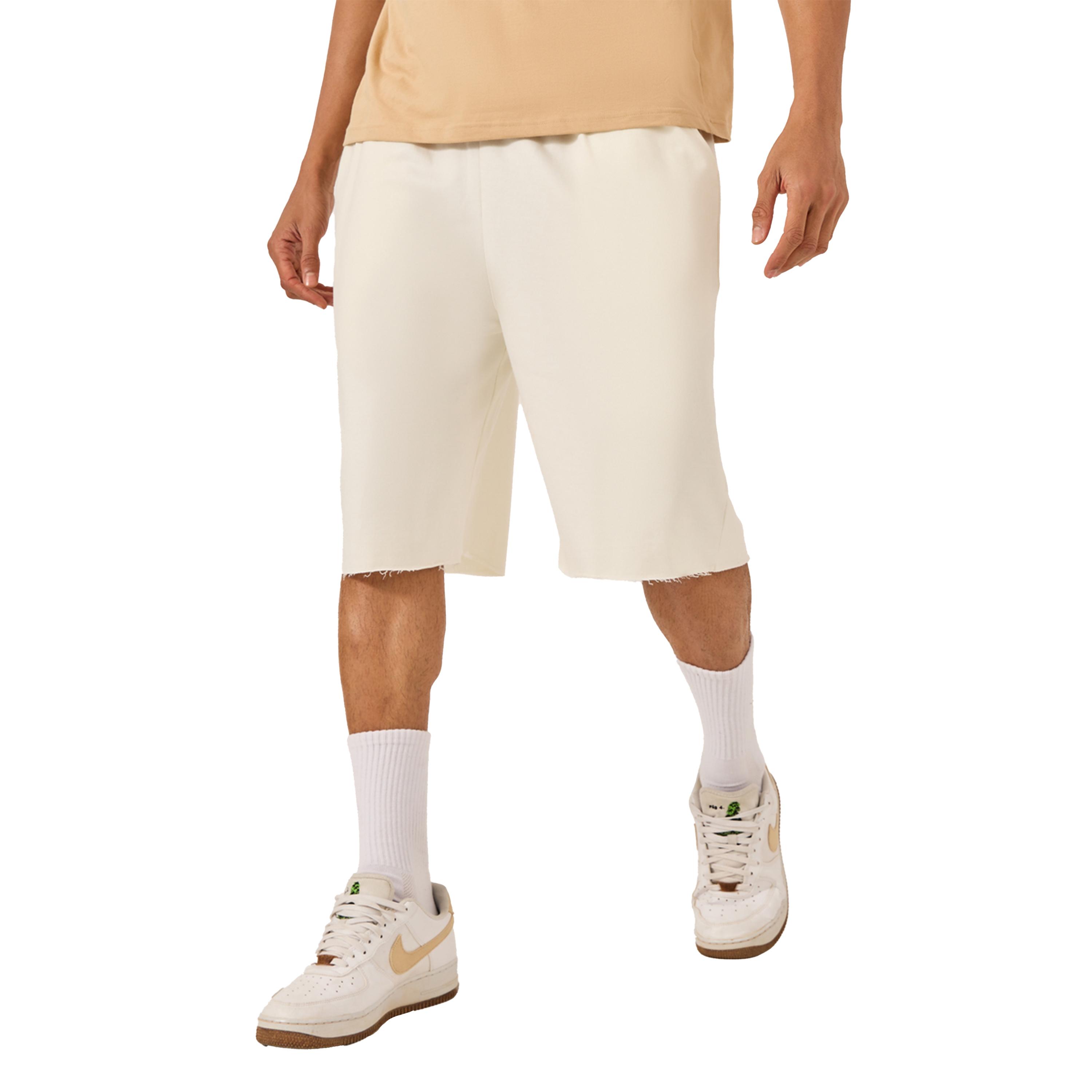 Styli Solid Raw Edge Hem Terry Oversized Shorts-men-clothing-bottoms-shorts-image-1