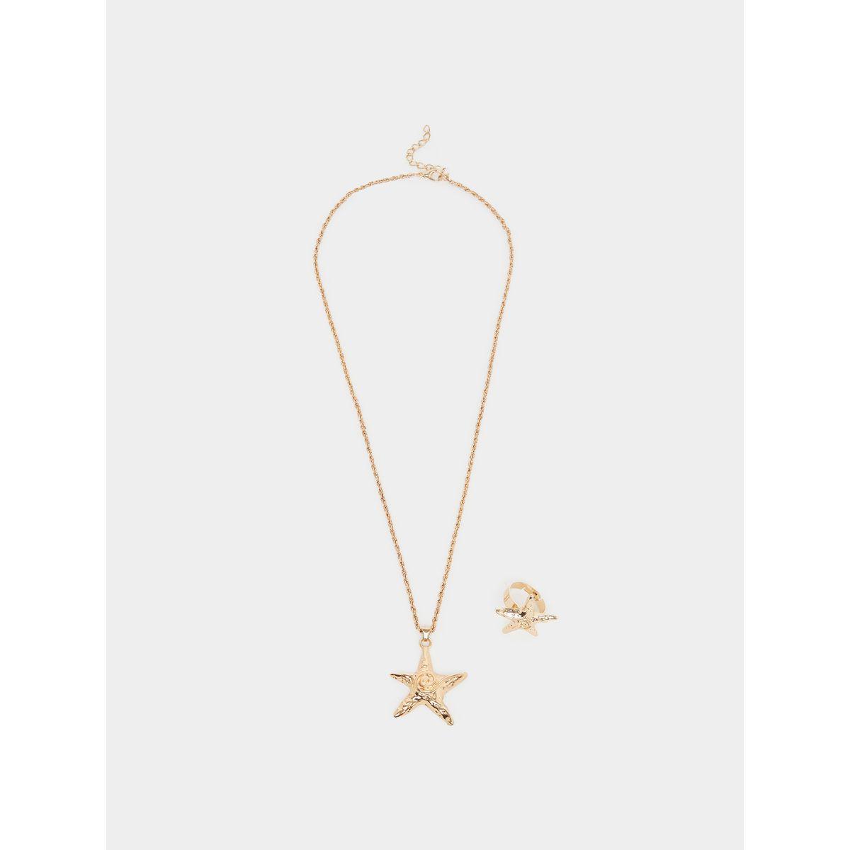 Set of 2 - Starfish Drop Necklace and Ring-women-watchesandjewellery-jewellery-jewellerysets-image-3