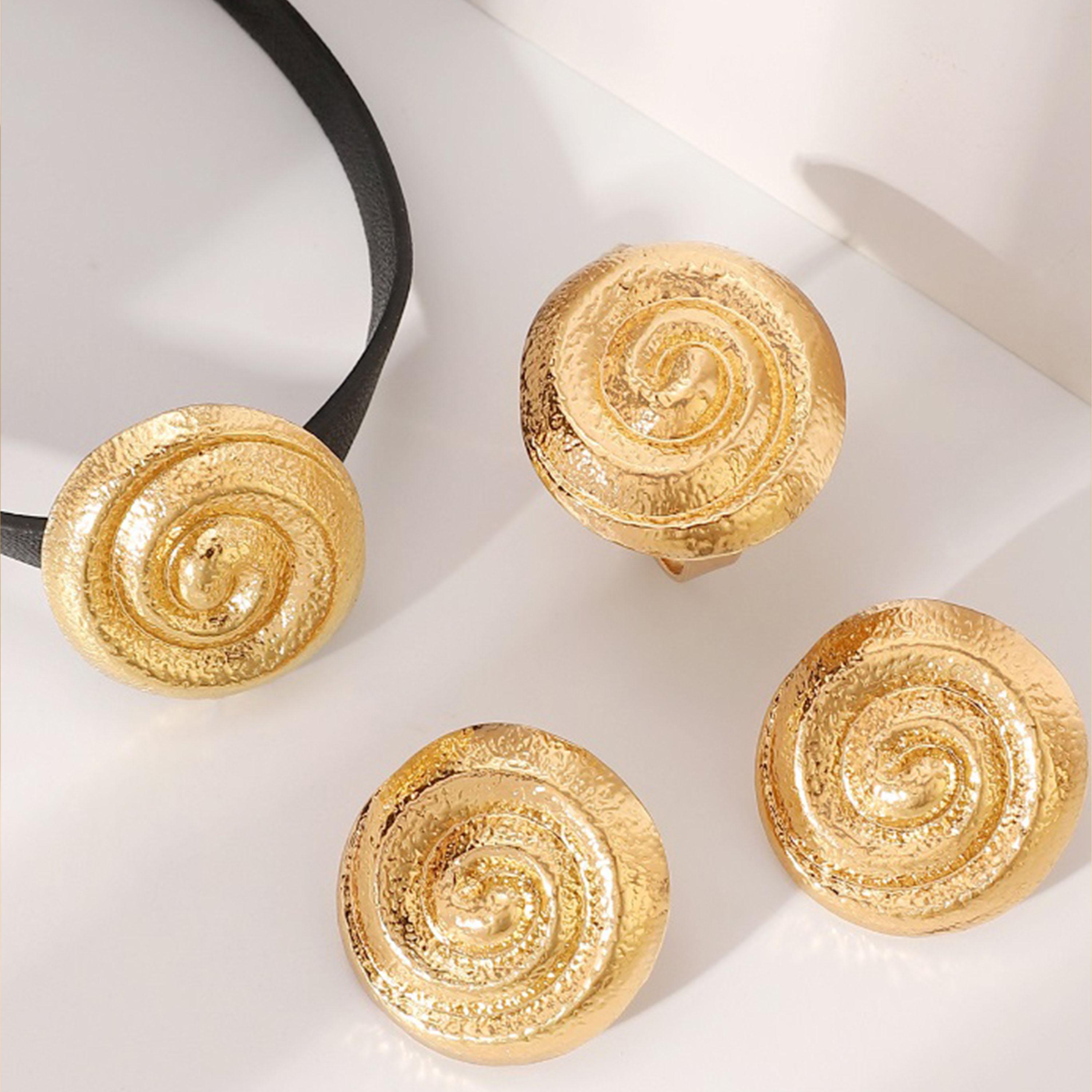 Styli Set of 3 - Textured Accent Choker, Ring & Earrings-women-watchesandjewellery-jewellery-jewellerysets-image-9
