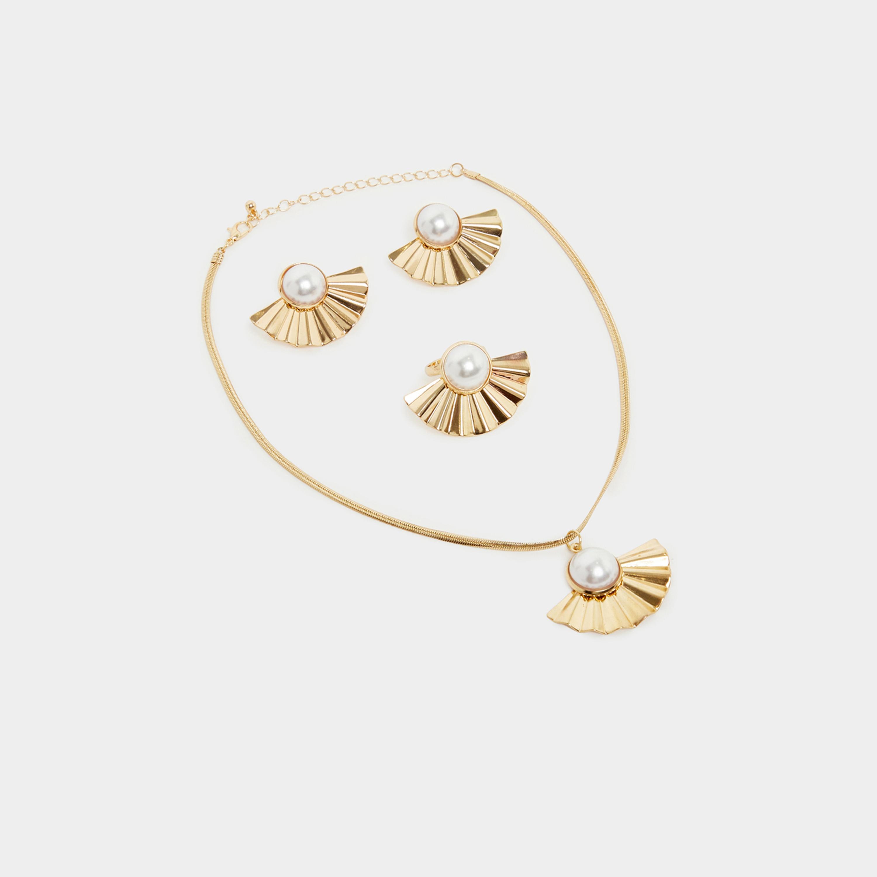 ستايلي - مجموعة من 3 قطع - أقراط وخاتم وسلسال مزين باللؤلؤ-women-watchesandjewellery-jewellery-jewellerysets-image-3