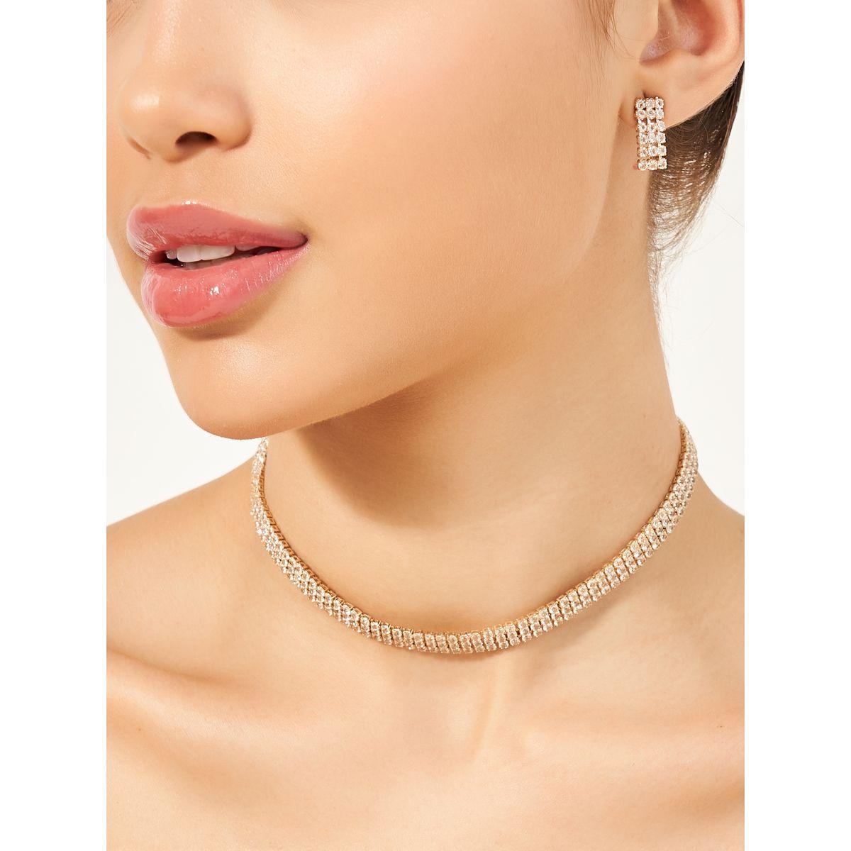 مجموعة من قطعتين - أقراط وقلادة مزخرفة-women-watchesandjewellery-jewellery-jewellerysets-image-1