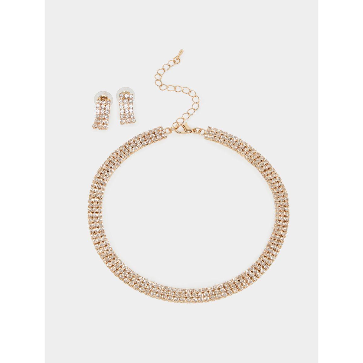 مجموعة من قطعتين - أقراط وقلادة مزخرفة-women-watchesandjewellery-jewellery-jewellerysets-image-2