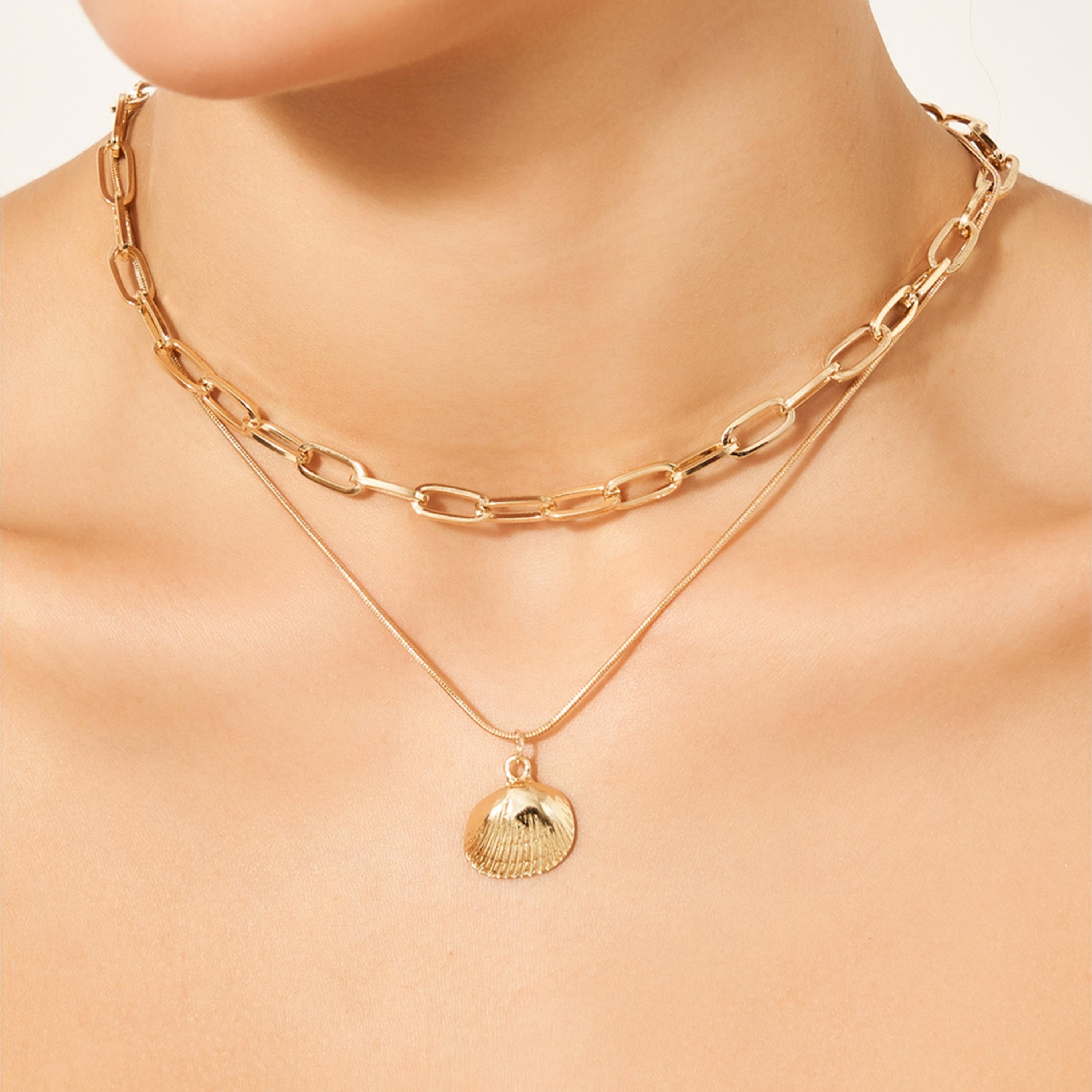 ستايلي - سلسال صدفة البحر متعدد الطبقات-women-watchesandjewellery-jewellery-necklacesandpendants-image-5