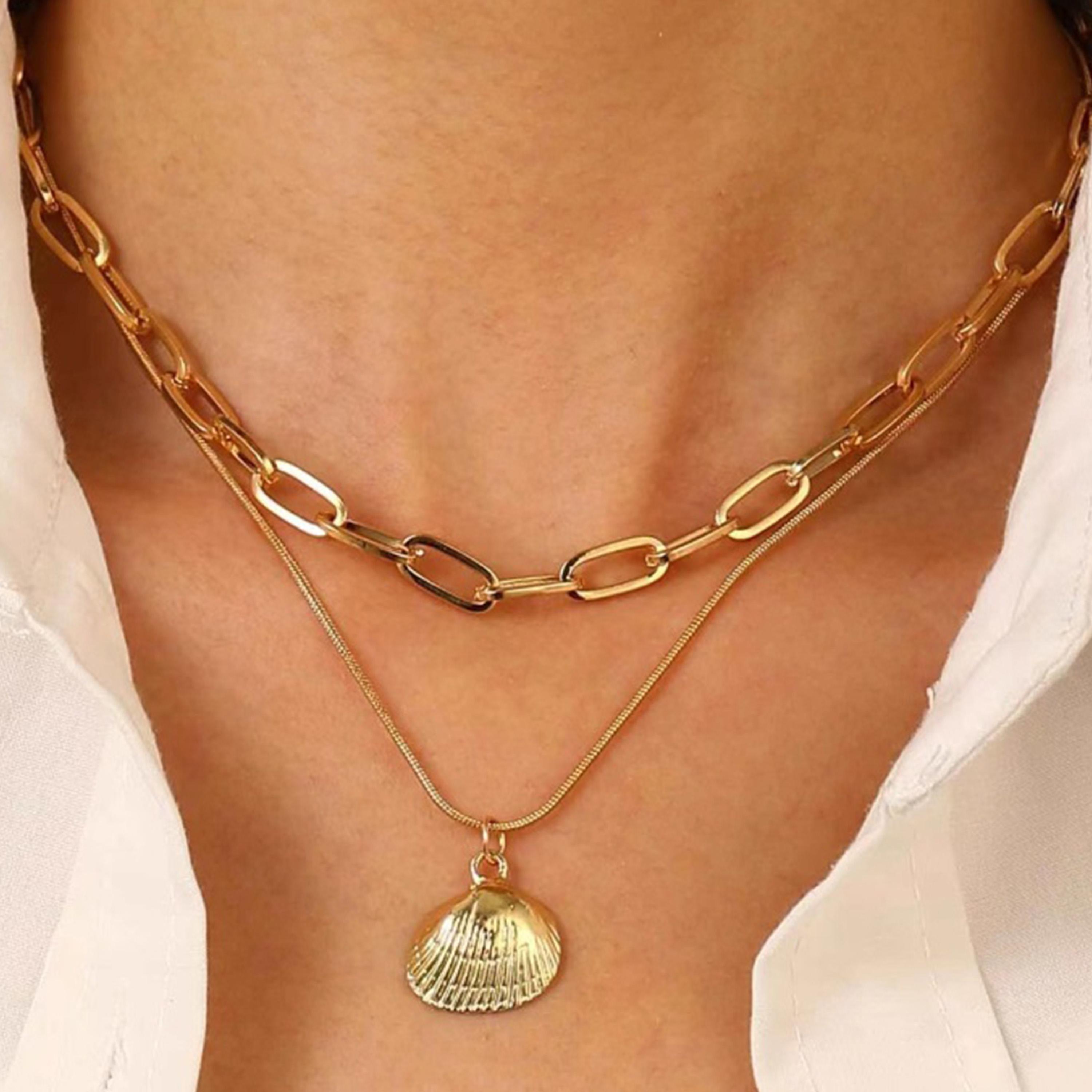 Styli Shell Drop Layered Necklace-women-watchesandjewellery-jewellery-necklacesandpendants-image-5