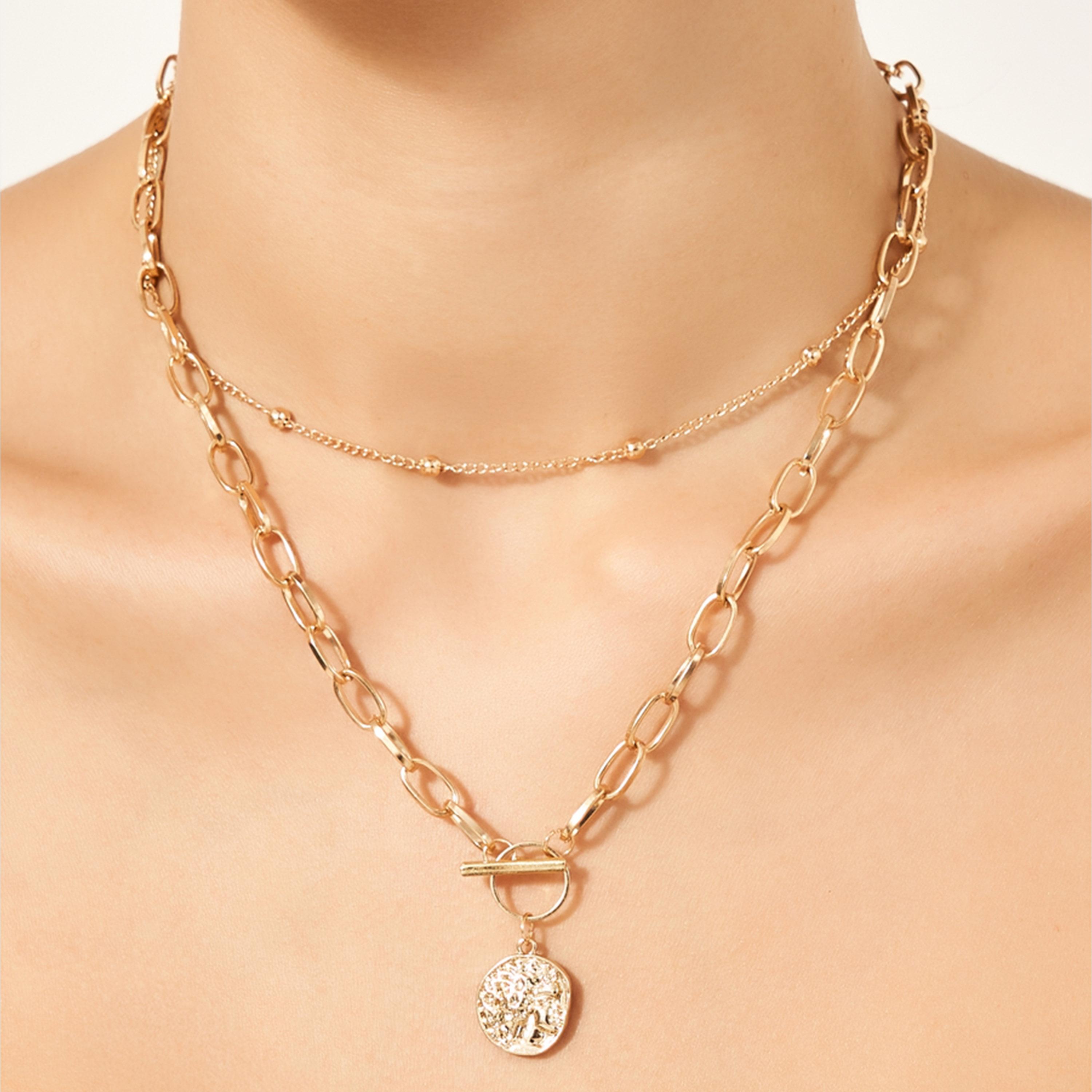 Styli Set of 2 - Coin Drop Toggle Necklace-women-watchesandjewellery-jewellery-necklacesandpendants-image-1