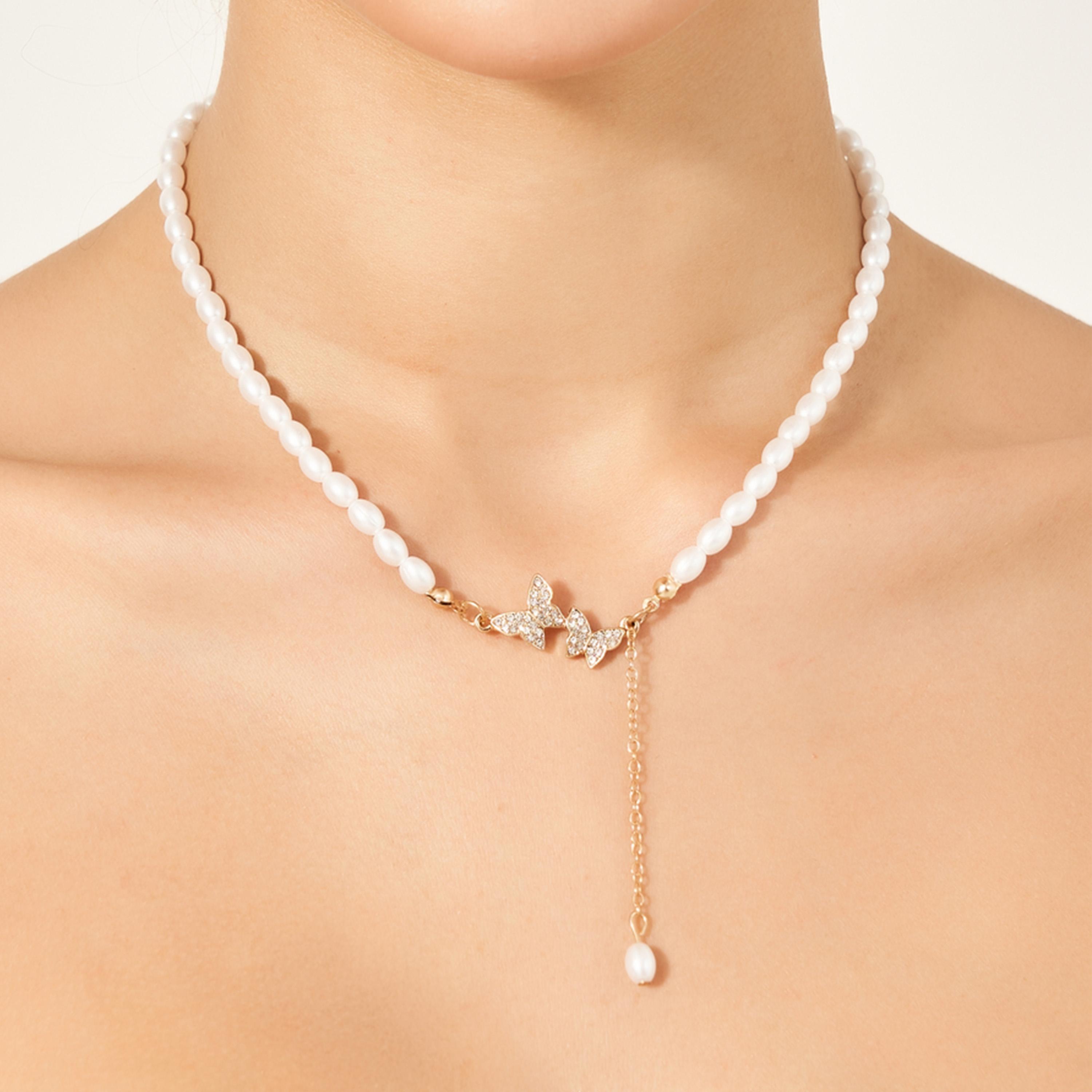 ستايلي - سلسال لؤلؤ صناعي - فراشة-women-watchesandjewellery-jewellery-necklacesandpendants-image-1