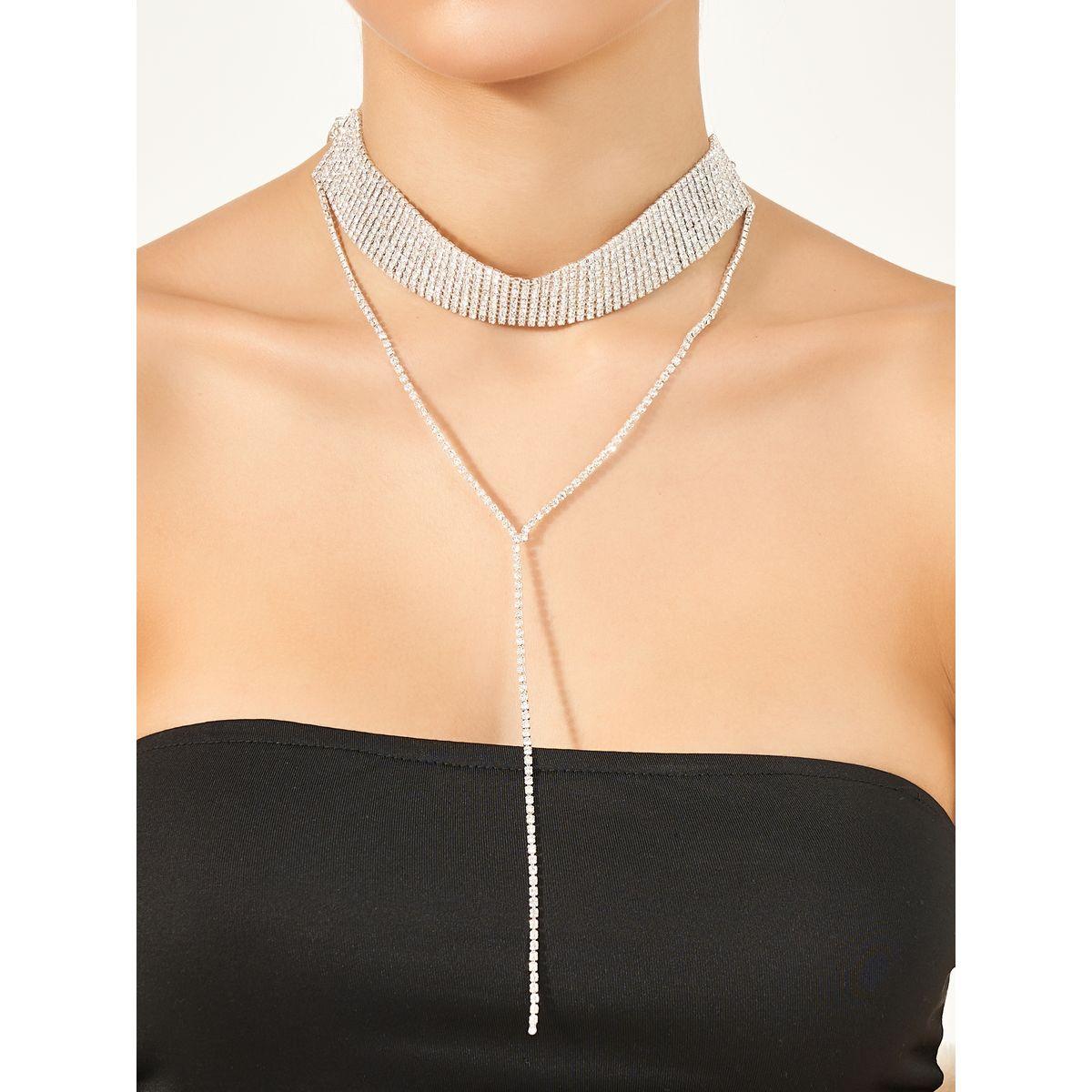Embellished Tassel Choker Necklace-women-watchesandjewellery-jewellery-necklacesandpendants-image-1