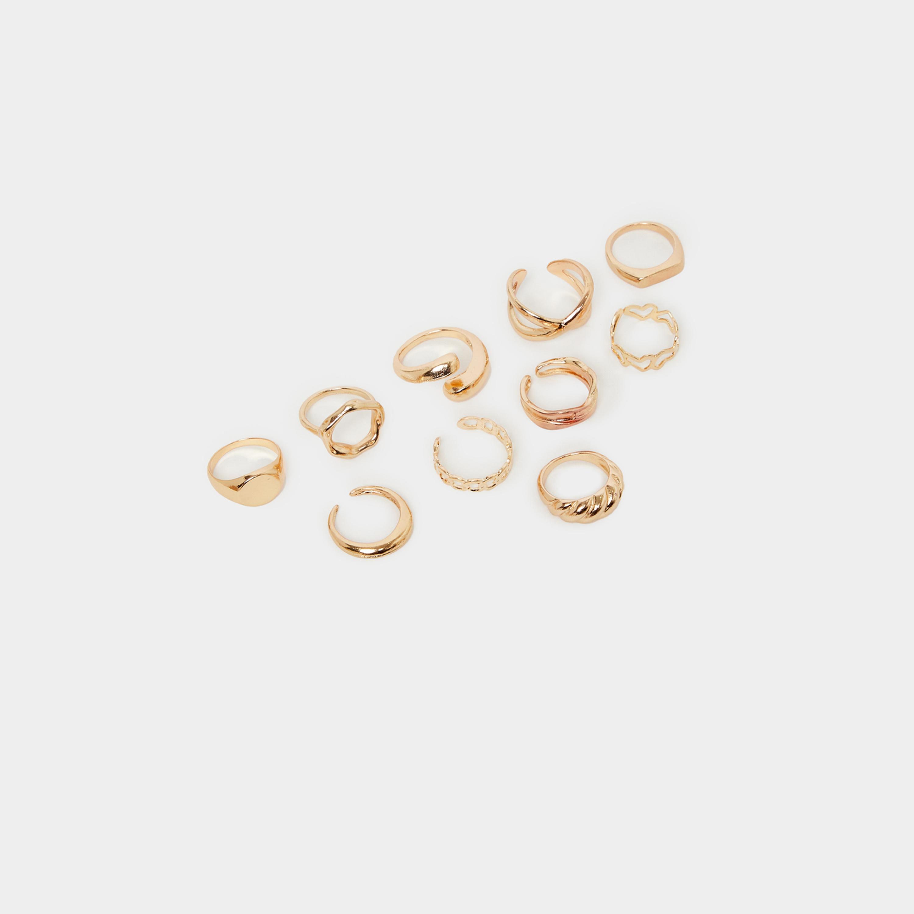 ستايلي - مجموعة من 10 قطع - خواتم متعددة الأشكال-women-watchesandjewellery-jewellery-rings-image-2
