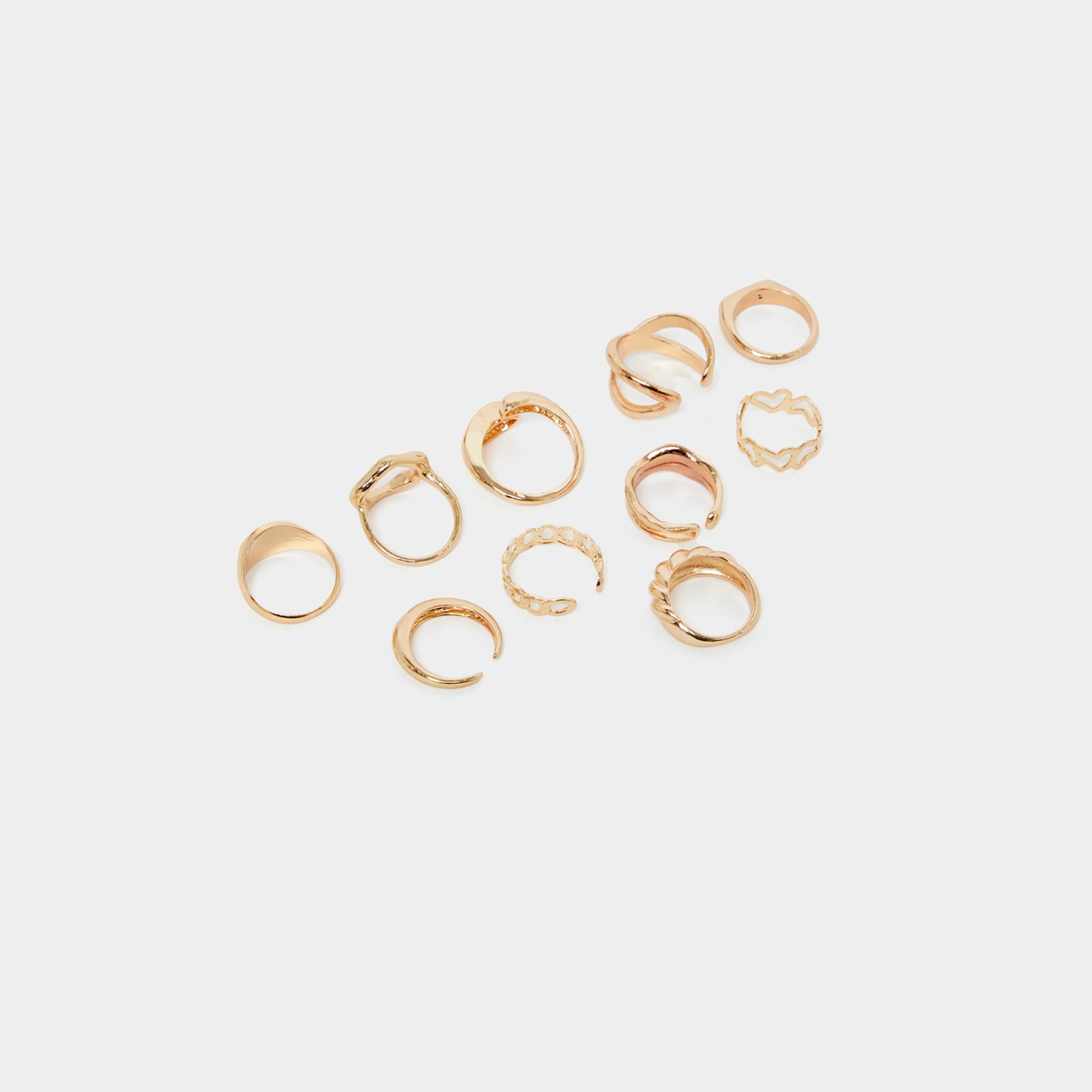 ستايلي - مجموعة من 10 قطع - خواتم متعددة الأشكال-women-watchesandjewellery-jewellery-rings-image-3