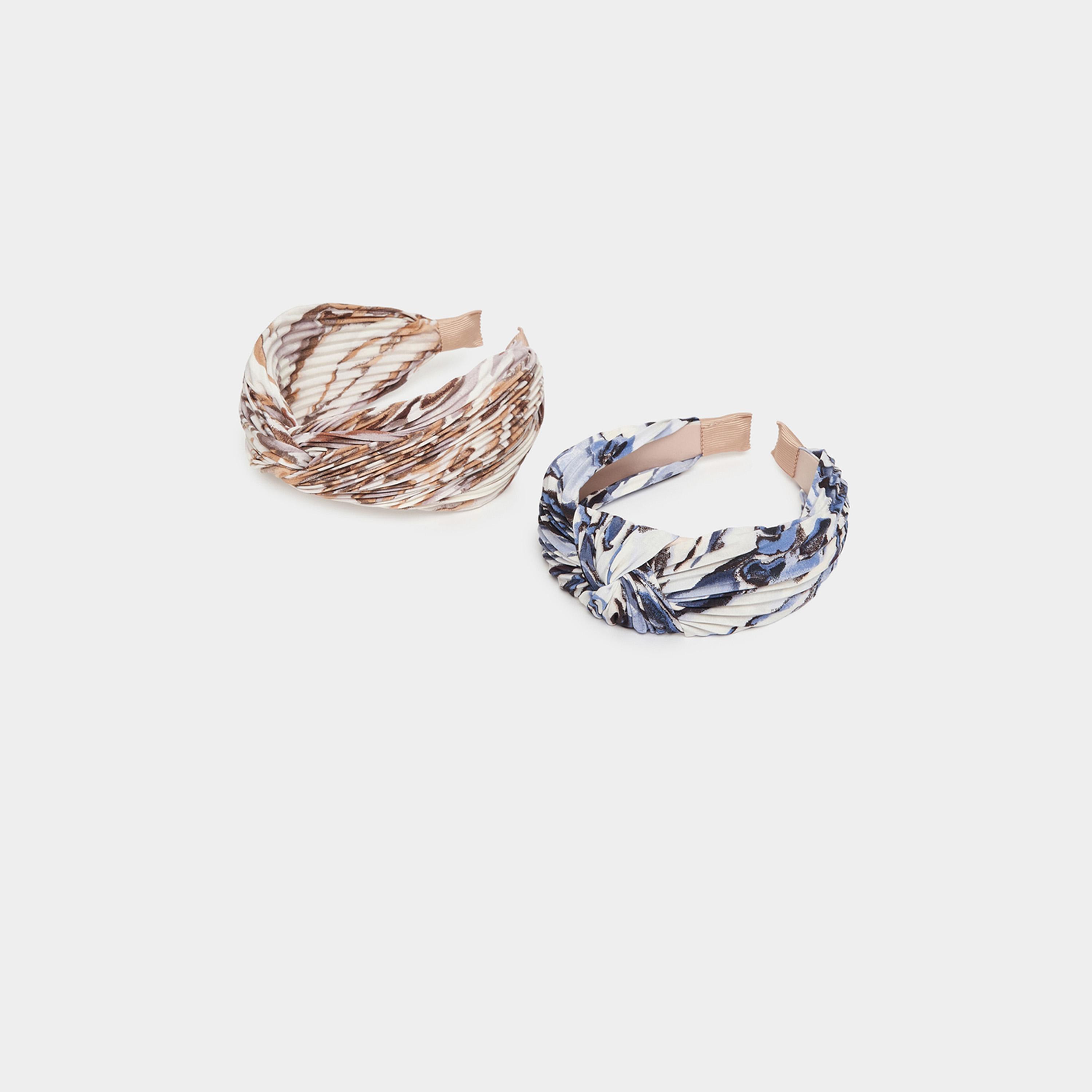 ستايلي - مجموعة من قطعتين - بندانة رأس مطبوعة بتفاصيل عقدة-women-hairaccessories-bands-image-1