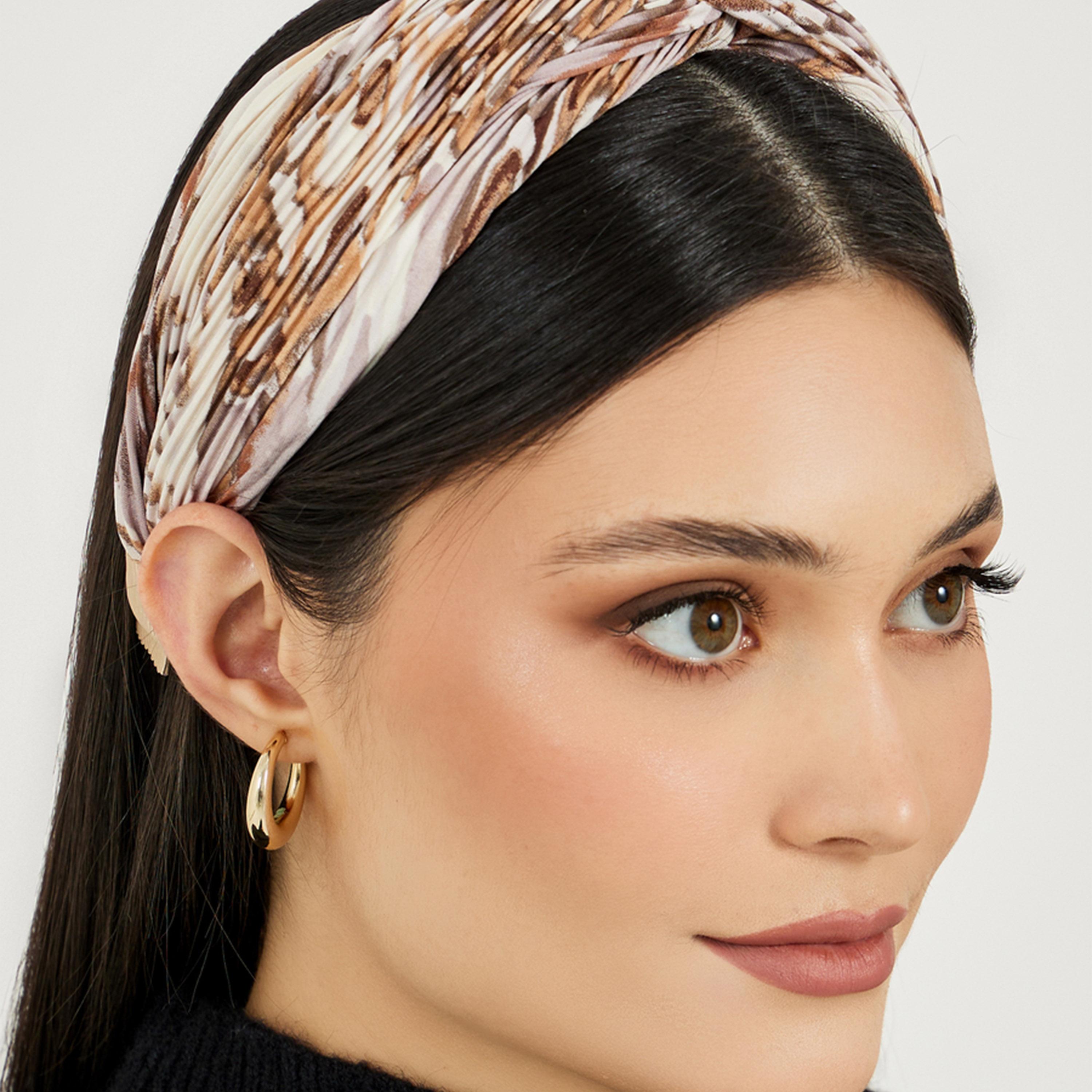 ستايلي - مجموعة من قطعتين - بندانة رأس مطبوعة بتفاصيل عقدة-women-hairaccessories-bands-image-2