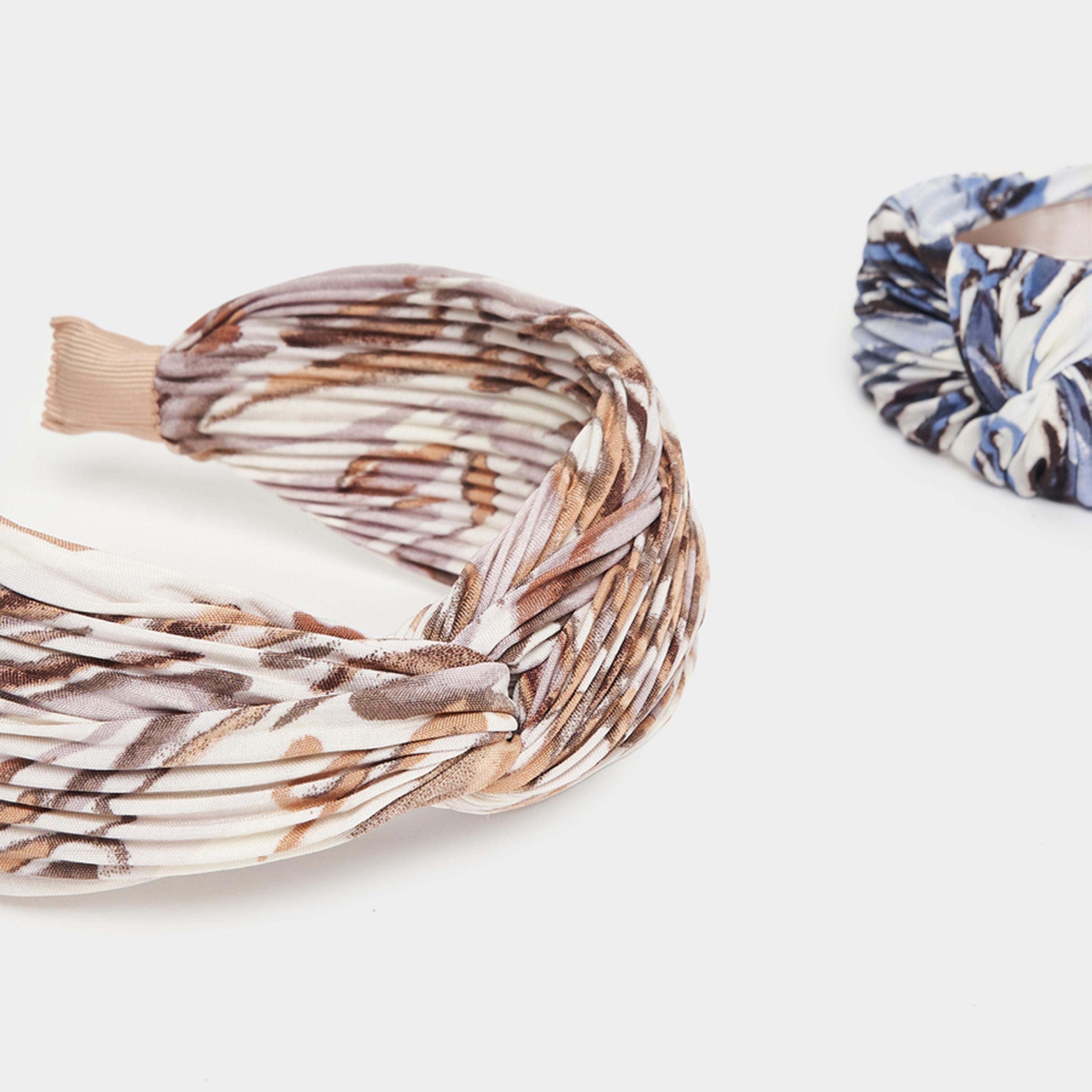 ستايلي - مجموعة من قطعتين - بندانة رأس مطبوعة بتفاصيل عقدة-women-hairaccessories-bands-image-5