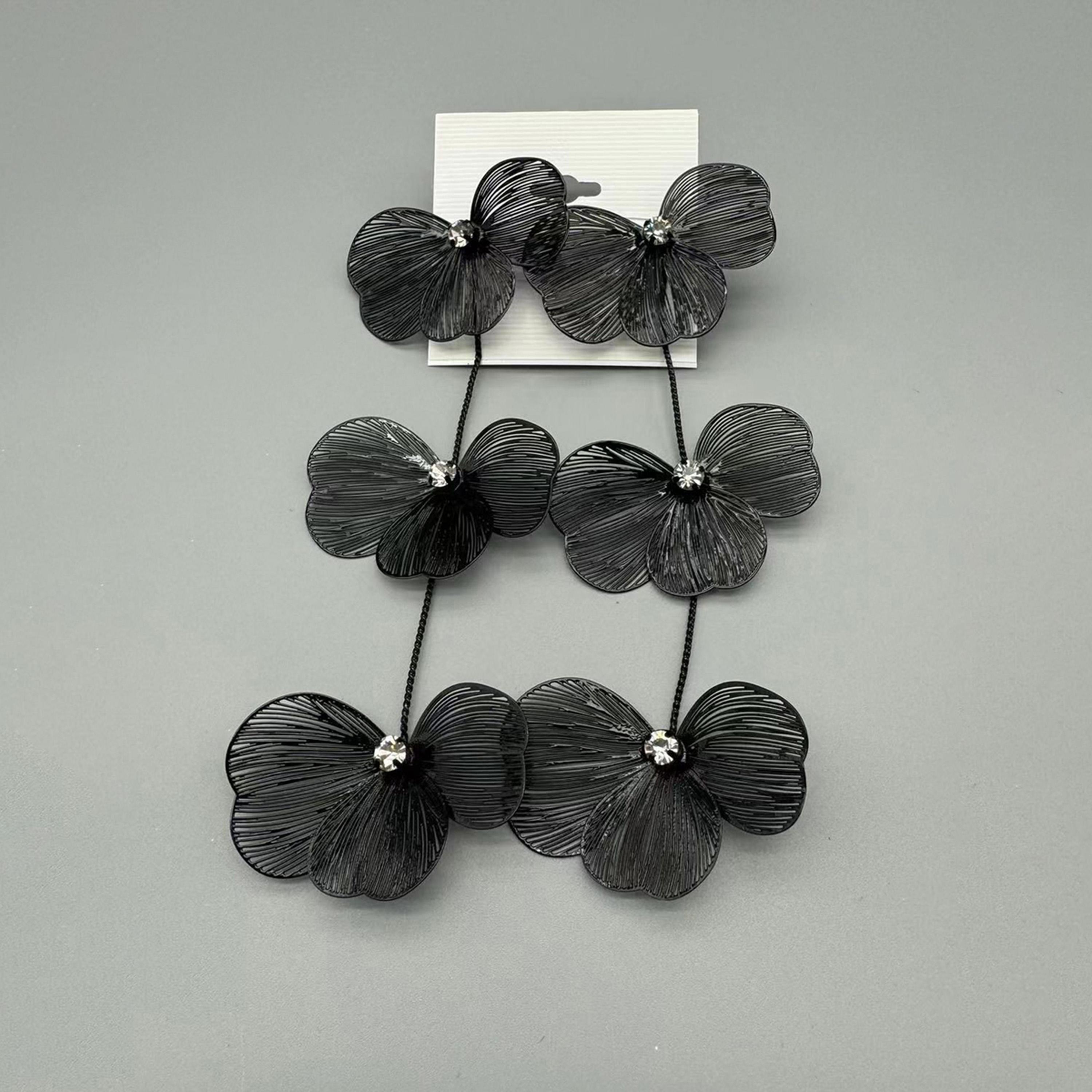 Styli Tiered Flower Dangle Earrings-women-watchesandjewellery-jewellery-earrings-image-1