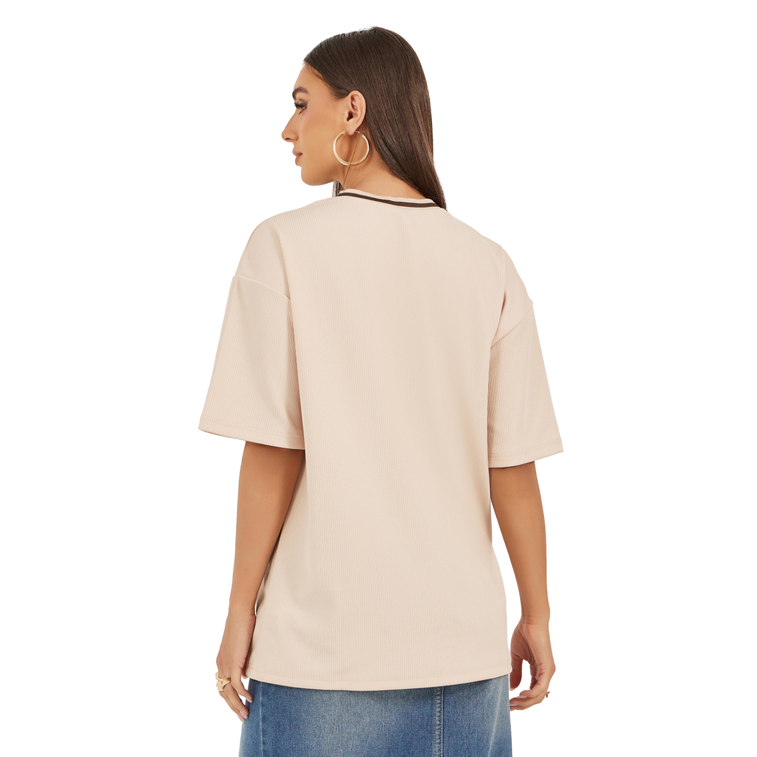 Styli Textured Slogan Print Oversized T-Shirt-women-clothing-tshirts-image-5