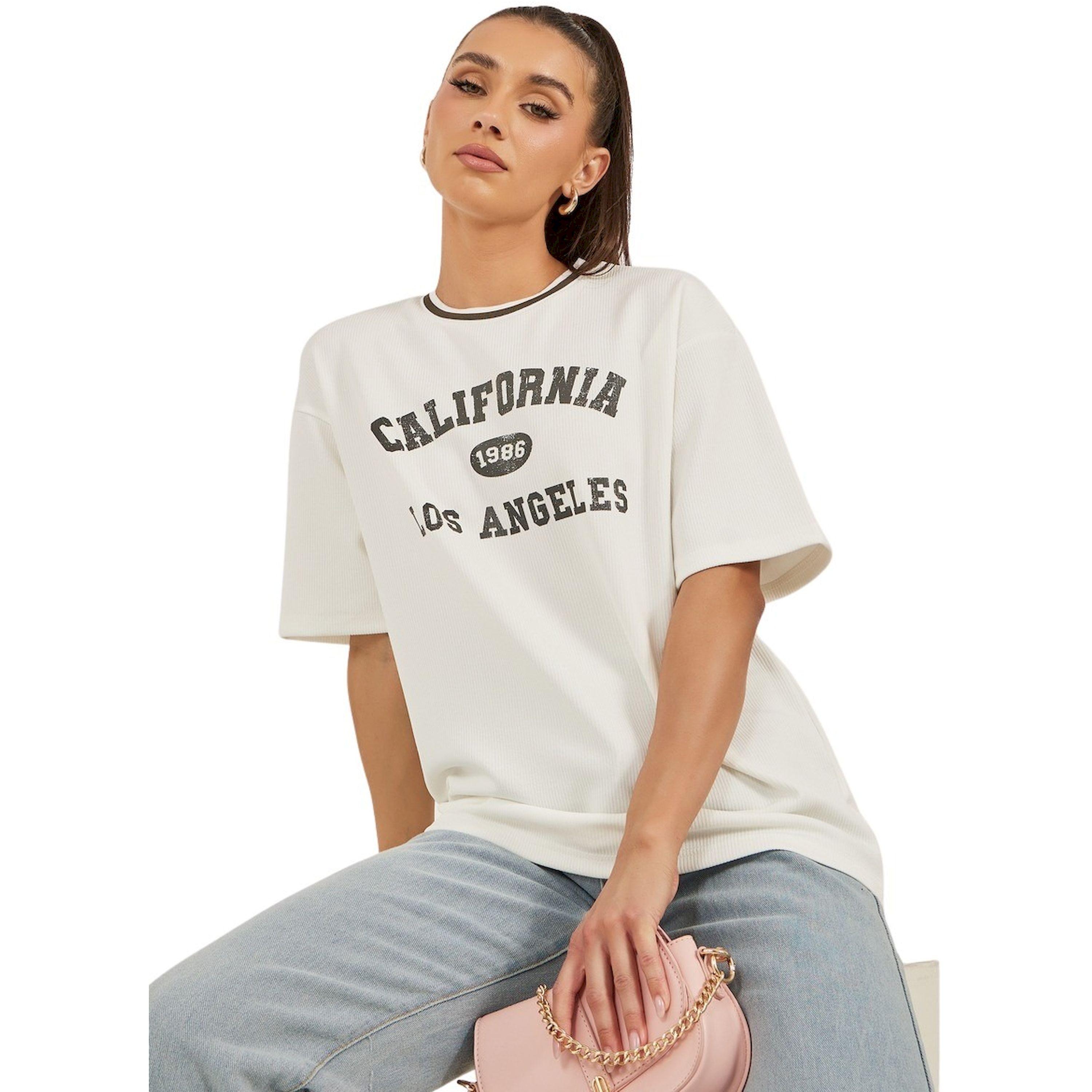 ستايلي -  تي شيرت مقاس كبيربطبعة شعار منقوش-women-clothing-tshirts-image-1
