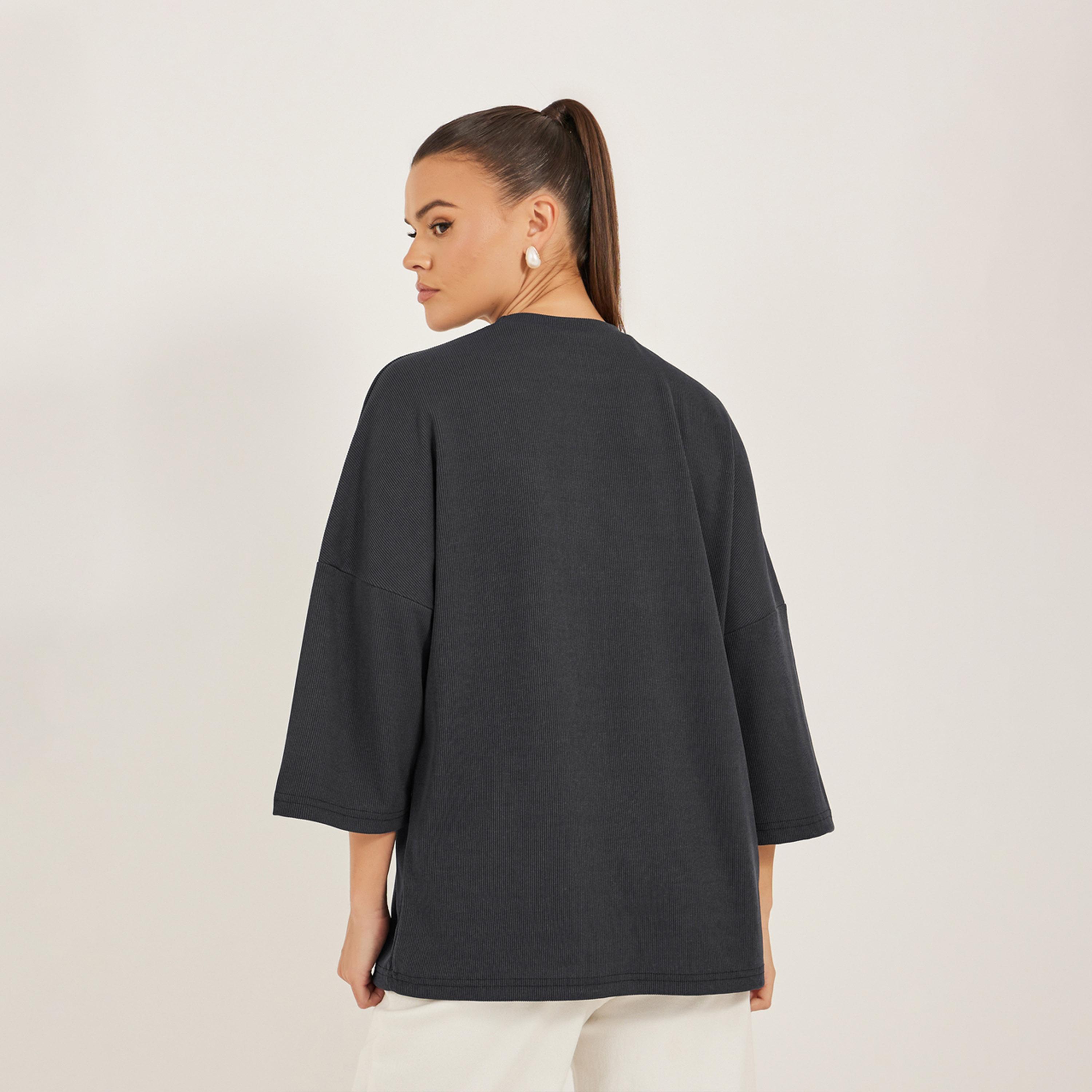 Styli New York Slogan Print Dropped Shoulders Oversized T-Shirt-women-clothing-tshirts-image-5