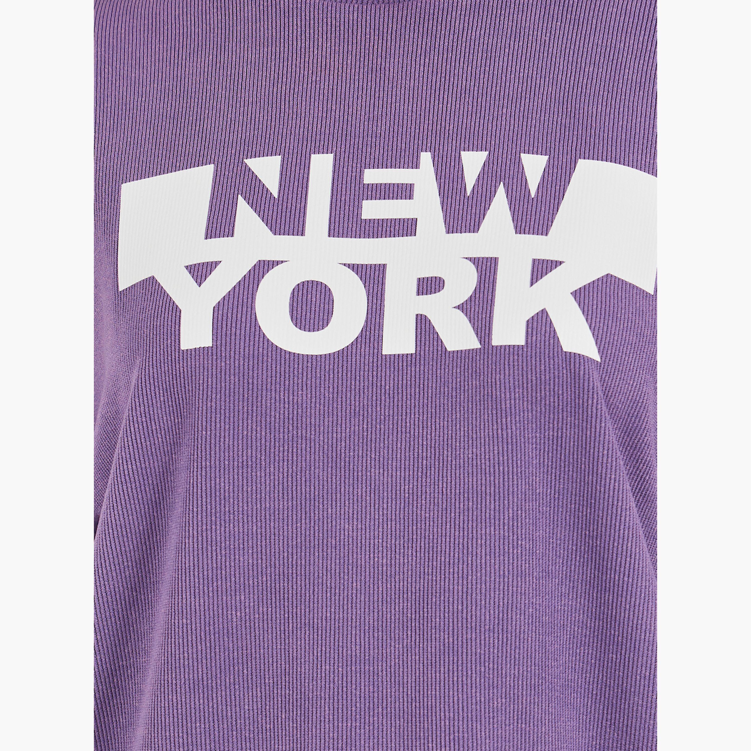 Styli Textured Slogan Print Dropped Shoulder Oversized T-Shirt-women-clothing-tshirts-image-3