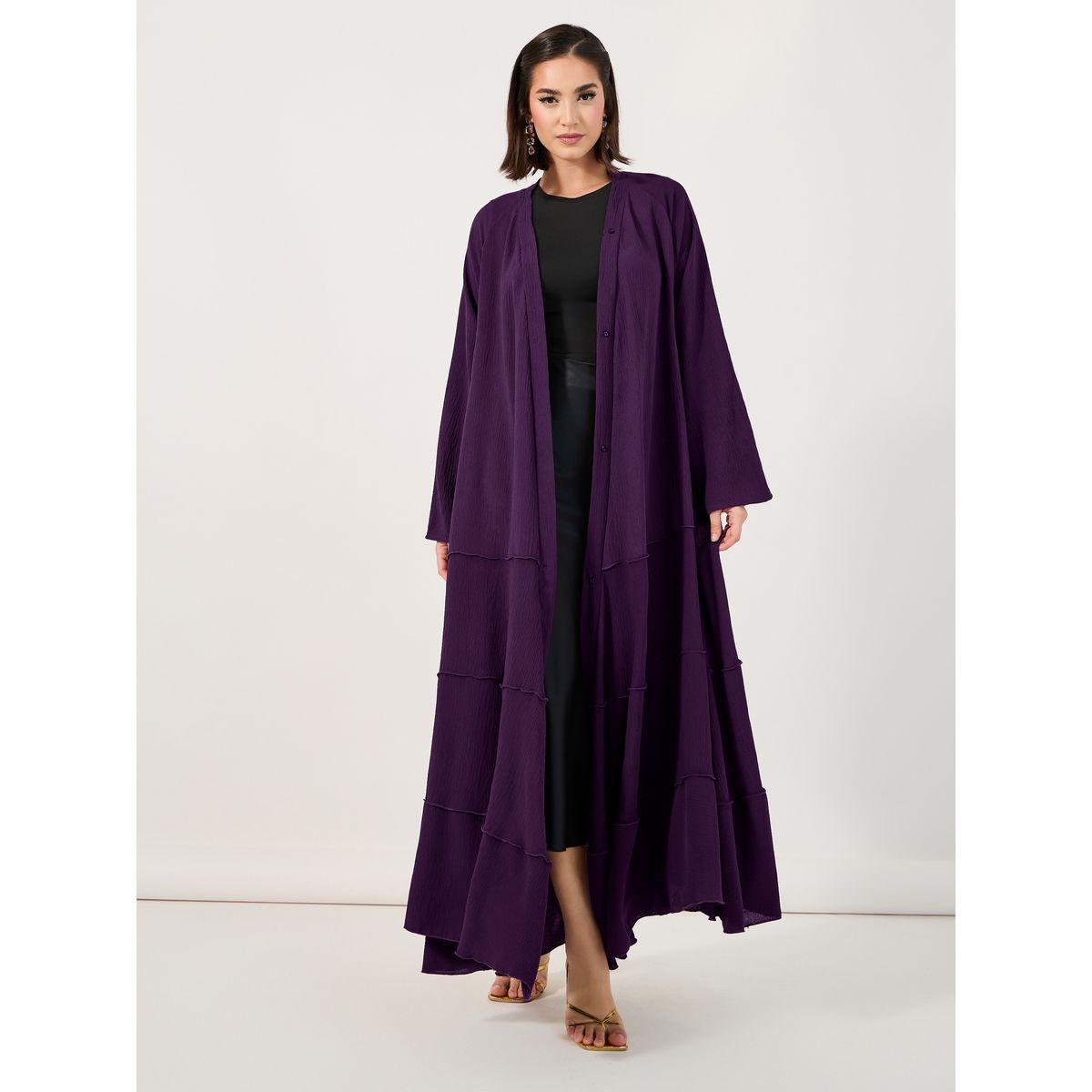 عباية كريب بكسرات وحافة واسعة-women-arabicclothing-abayas-image-1