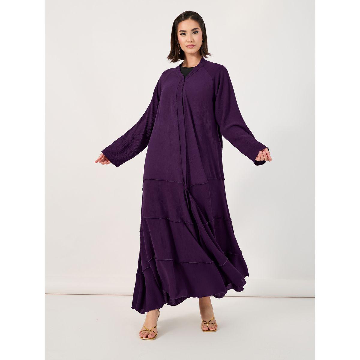 عباية كريب بكسرات وحافة واسعة-women-arabicclothing-abayas-image-2