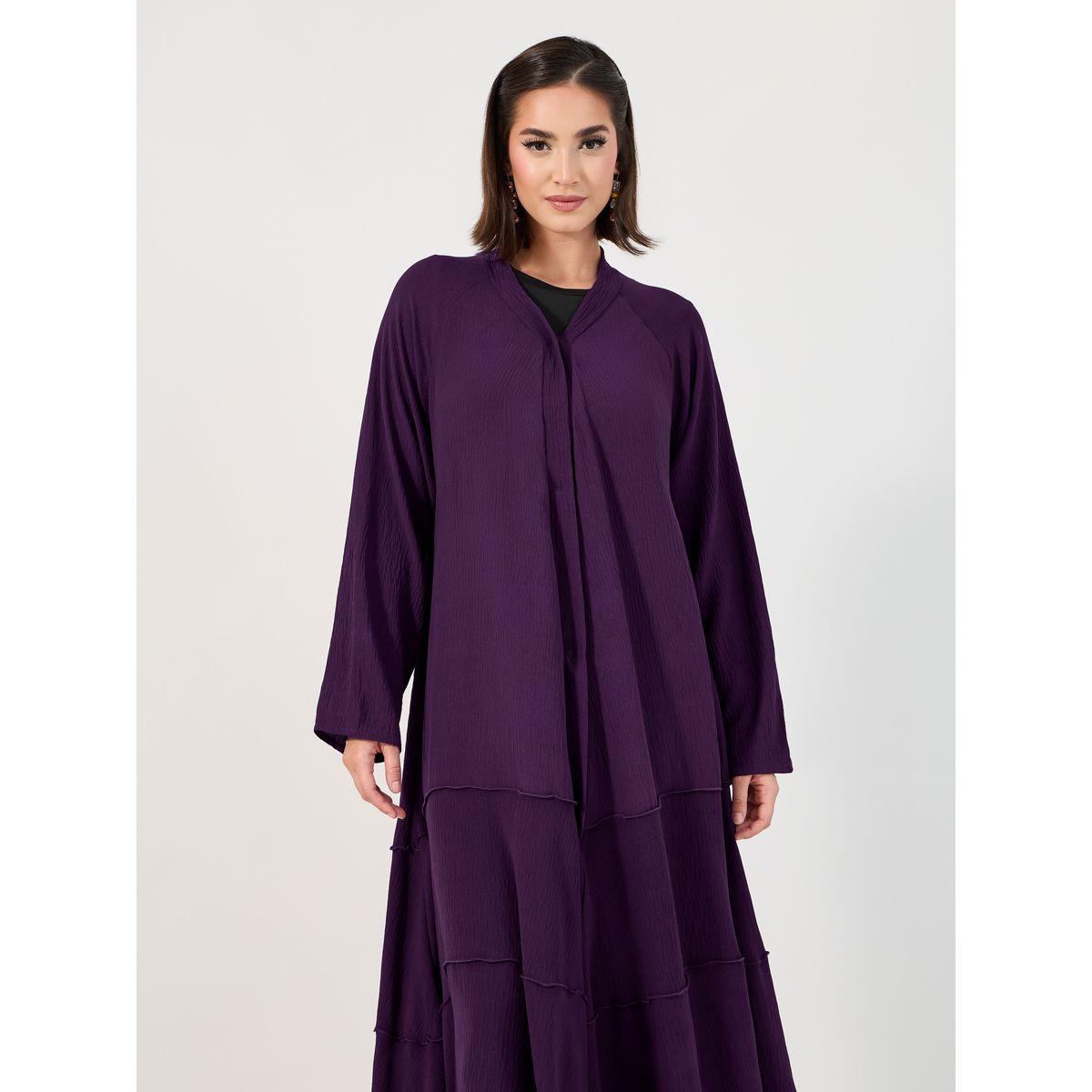 Styli Tiered Crepe Abaya with Flared Hem-women-arabicclothing-abayas-image-3