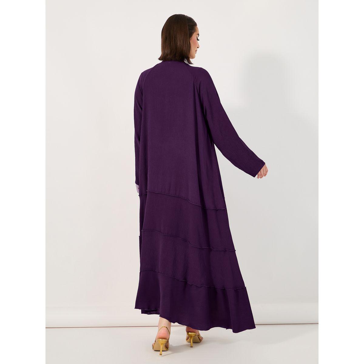 Styli Tiered Crepe Abaya with Flared Hem-women-arabicclothing-abayas-image-5