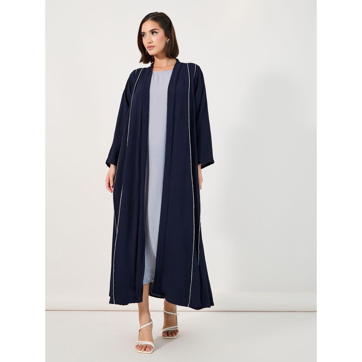 أميرة x ستايلي عباية كريب بتفاصيل درزات-women-arabicclothing-abayas-image-1