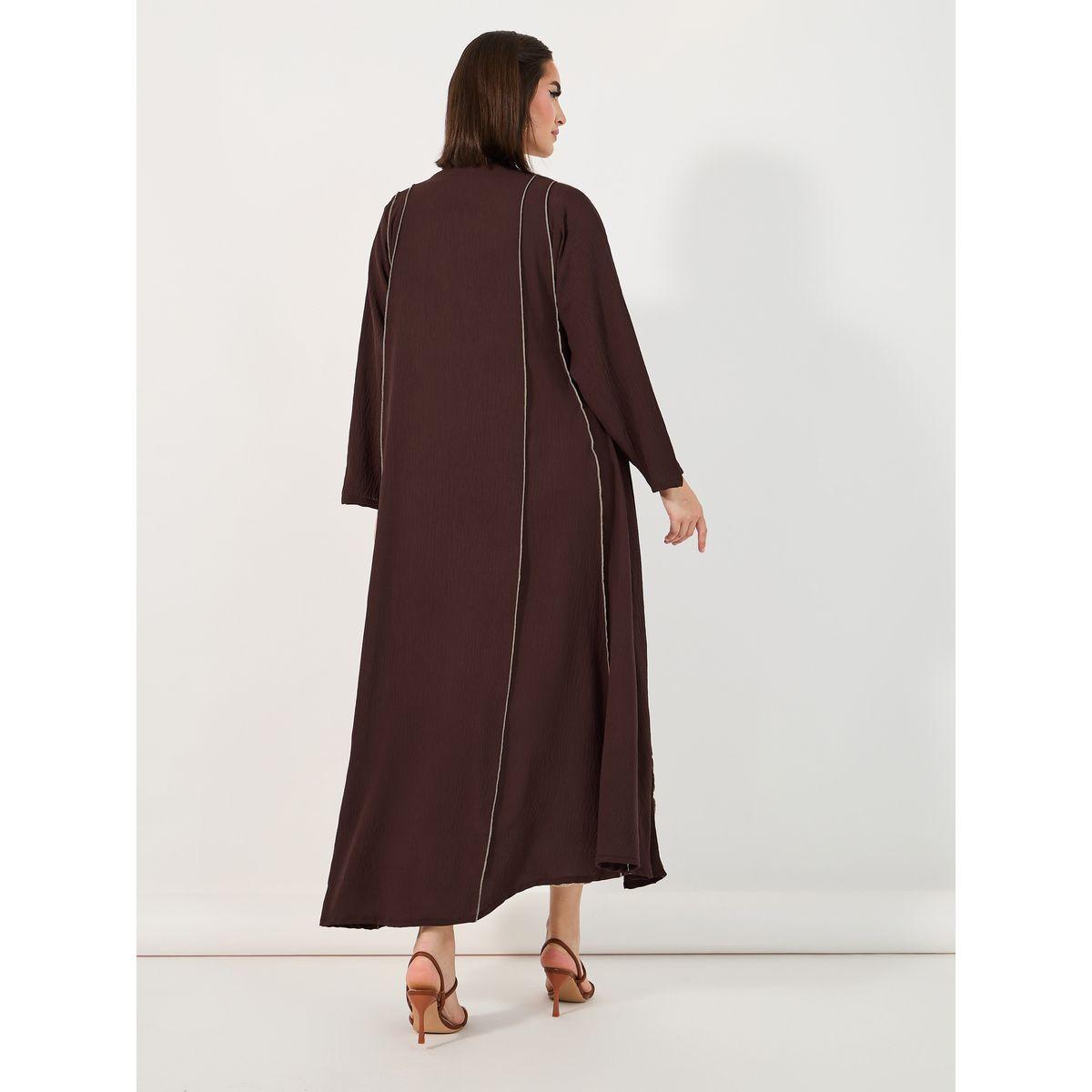 عباية كريب بتفاصيل درزات-women-arabicclothing-abayas-image-4
