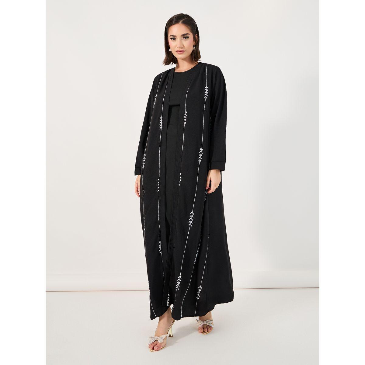 Styli Embroidered Pattern Crepe Abaya with Hijab-women-clothingaccessories-scarves-image-2