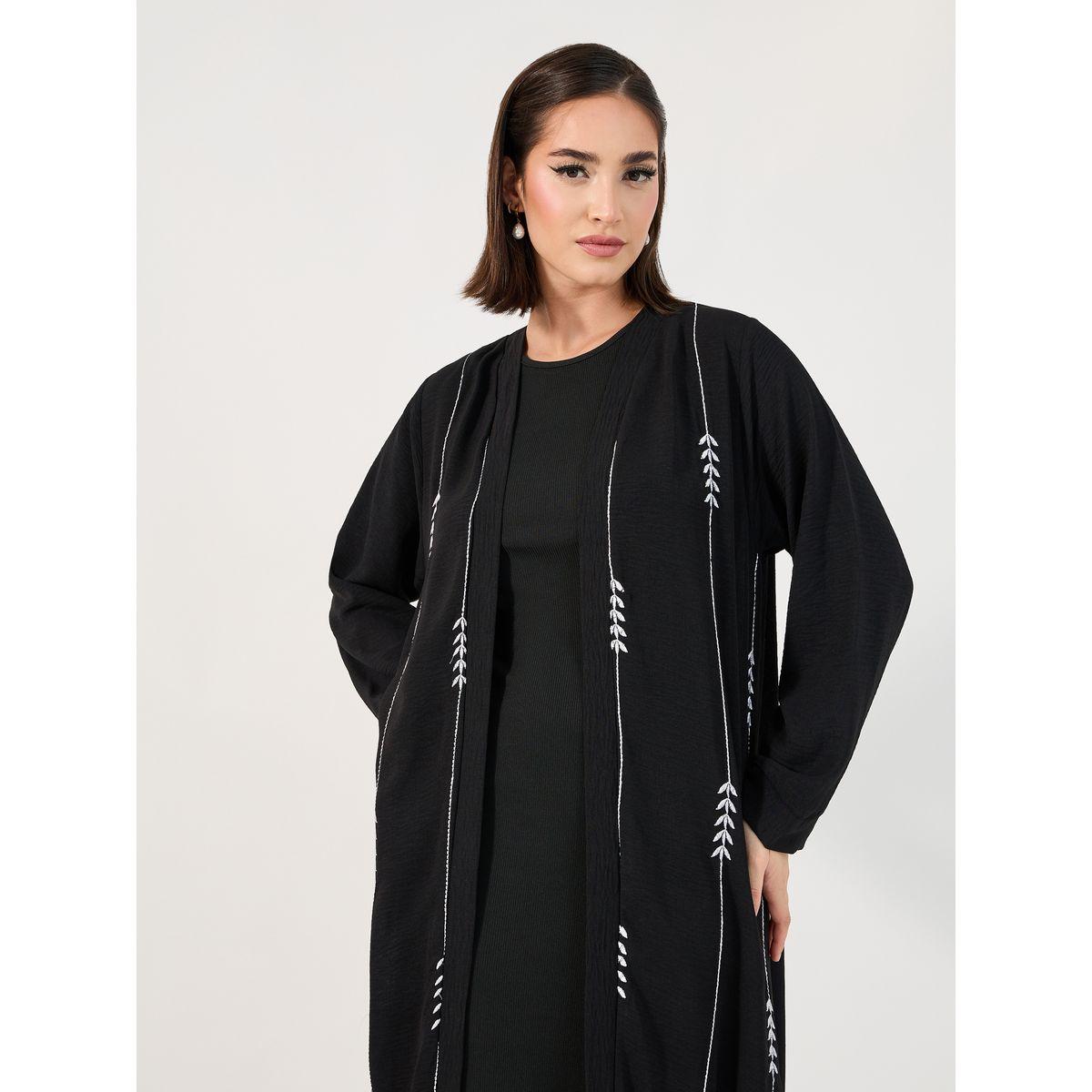 Styli Embroidered Pattern Crepe Abaya with Hijab-women-clothingaccessories-scarves-image-3