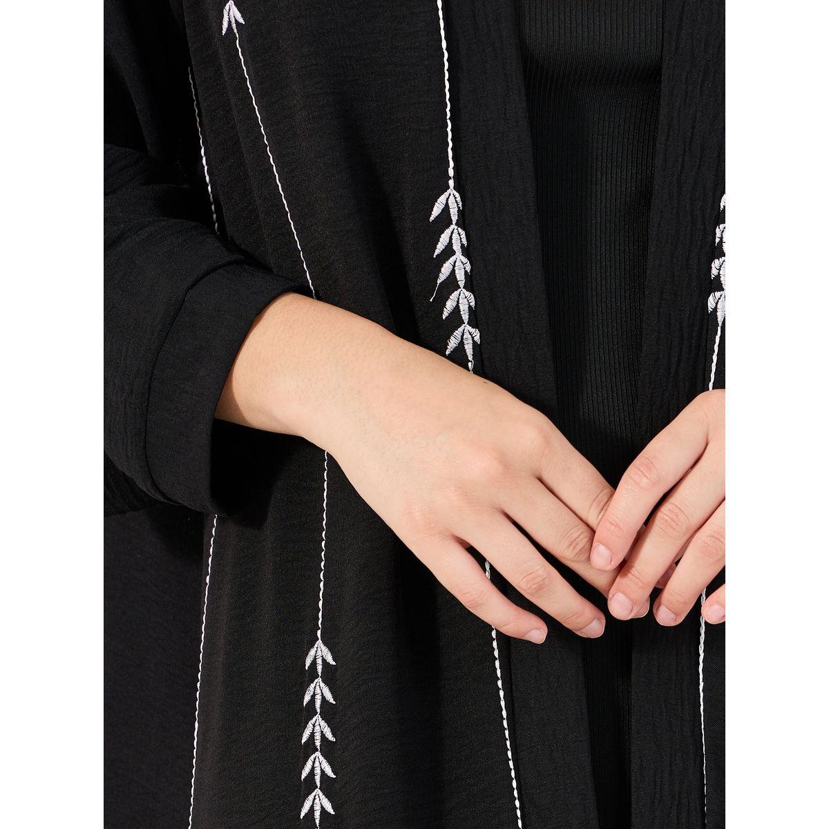 Styli Embroidered Pattern Crepe Abaya with Hijab-women-clothingaccessories-scarves-image-4