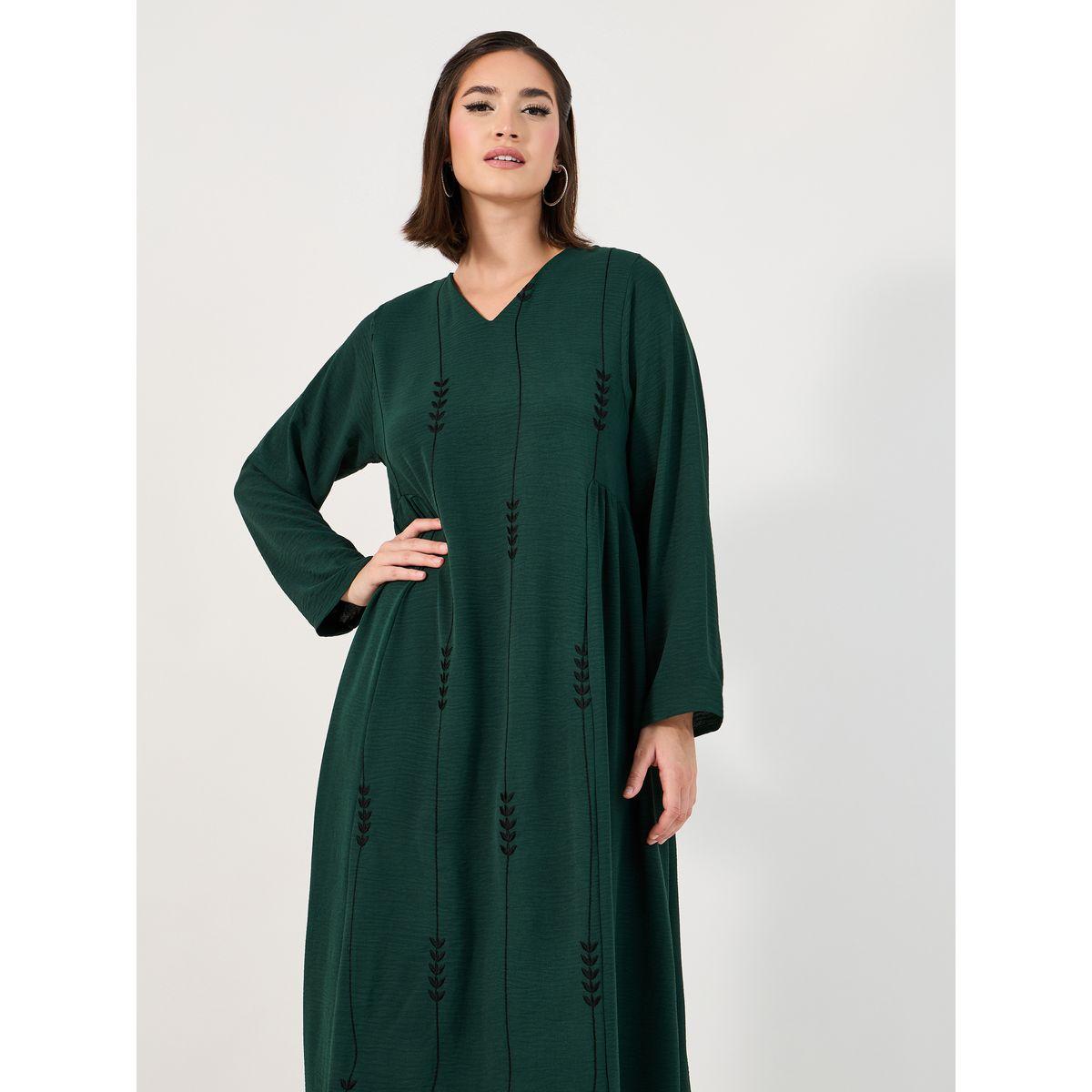 Styli Embroidered Pattern Crepe Jalabiya-women-arabicclothing-jalabiyas-image-2
