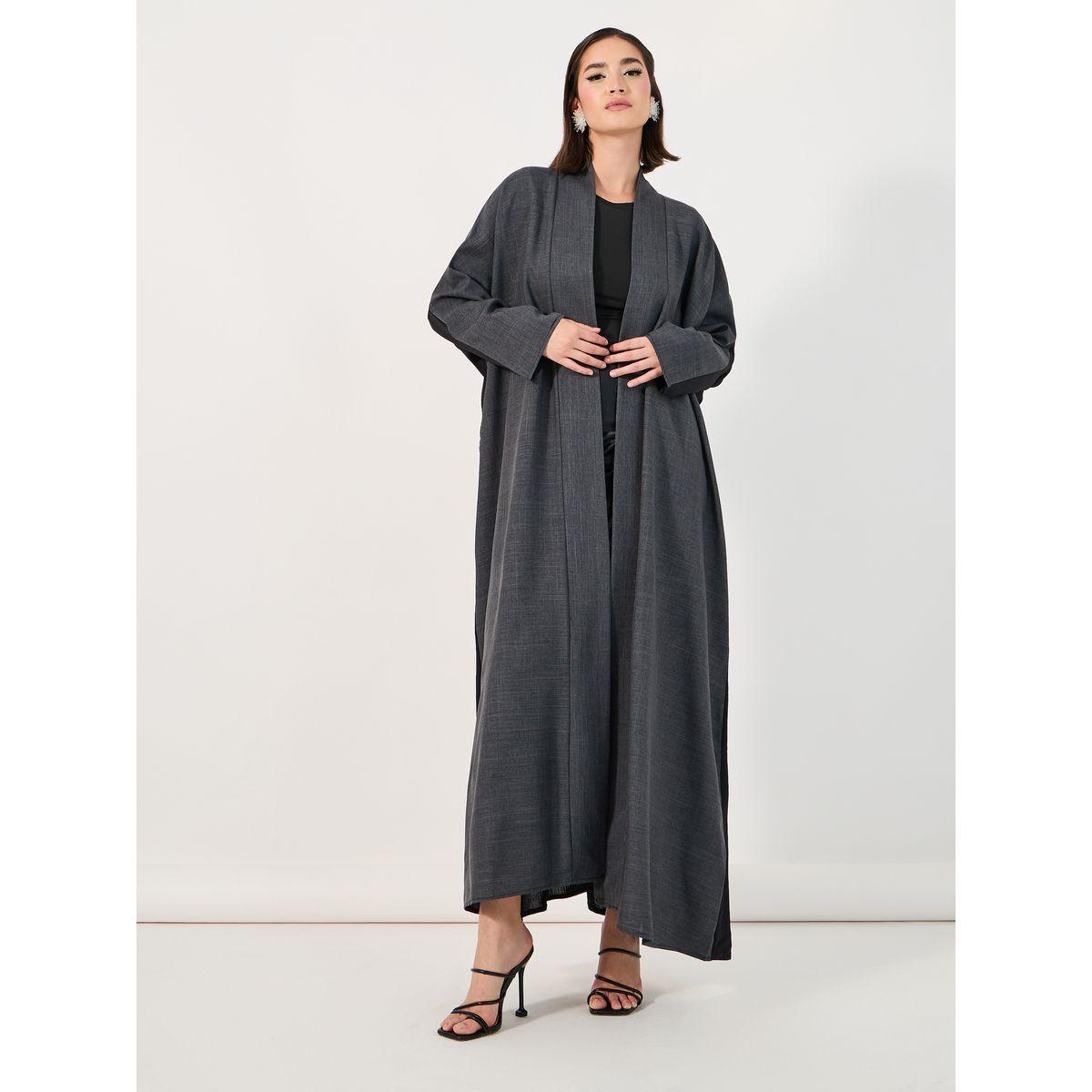 Styli Melange Abaya with Contrast Back Panel-women-arabicclothing-abayas-image-1