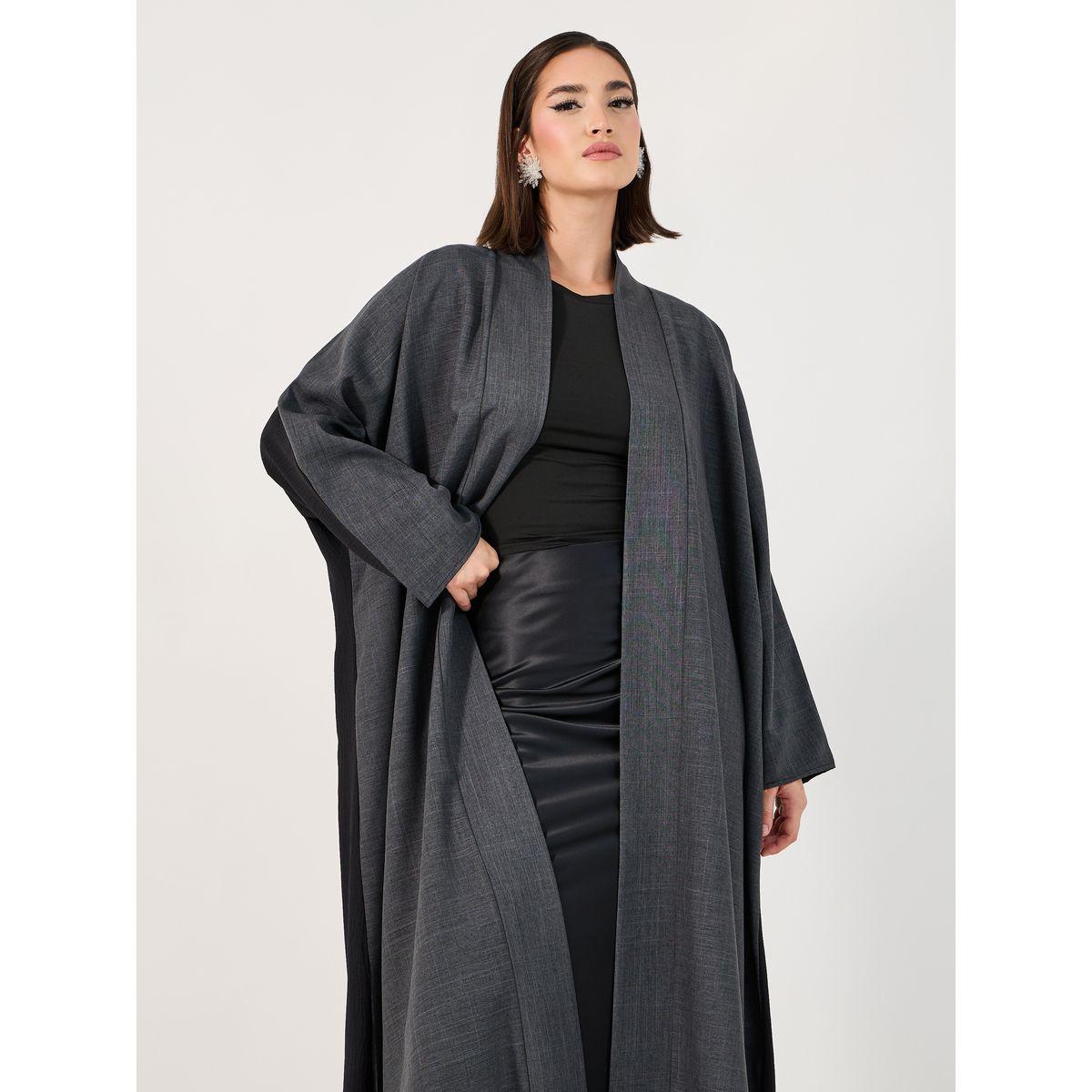 Styli Melange Abaya with Contrast Back Panel-women-arabicclothing-abayas-image-2